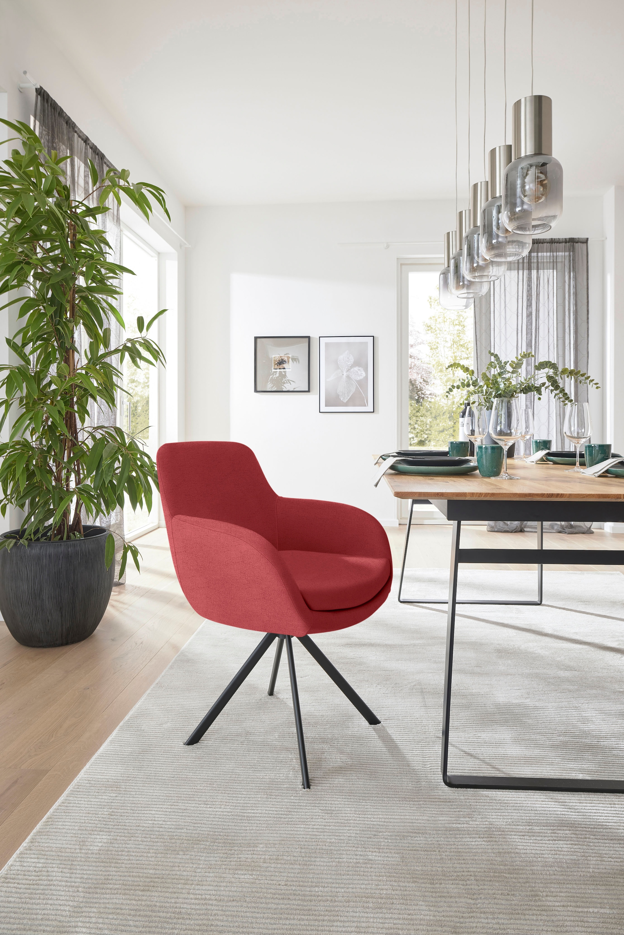 Musterring Esszimmerstuhl »Tavia«, (Set), 2 St., Flachgewebe, Stativgestell Eisen schwarz, Drehfunktion optional, diverse Farben