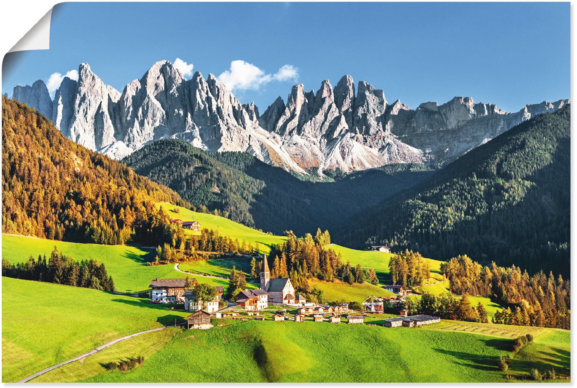 Wandbild »Alpen Berge Santa Maddalena«, Berge & Alpenbilder, (1 St.), als Alubild,...