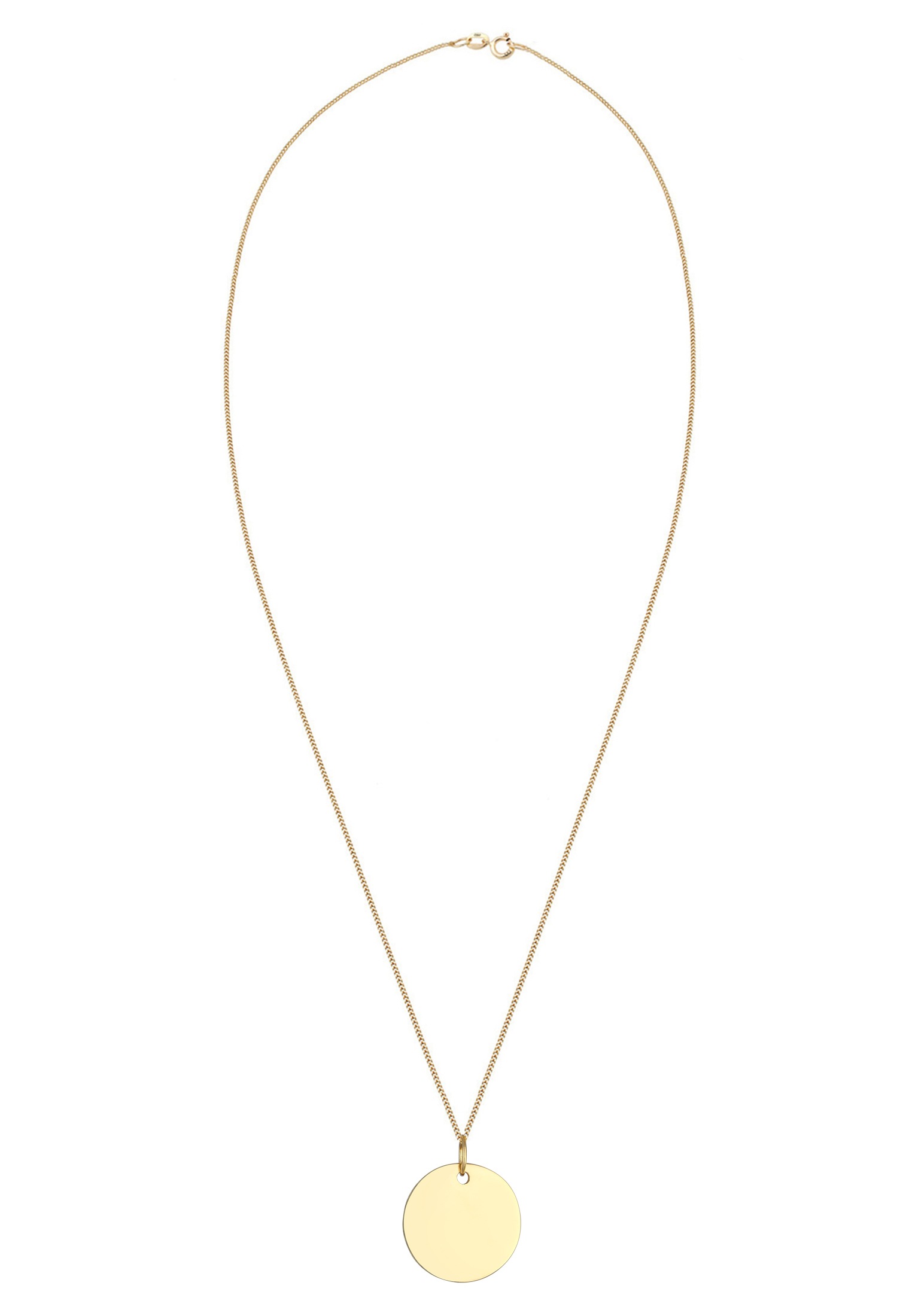 Elli Premium Kette mit Anhänger »Halskette Anhänger Plättchen Kreis 585 Gelbgold«