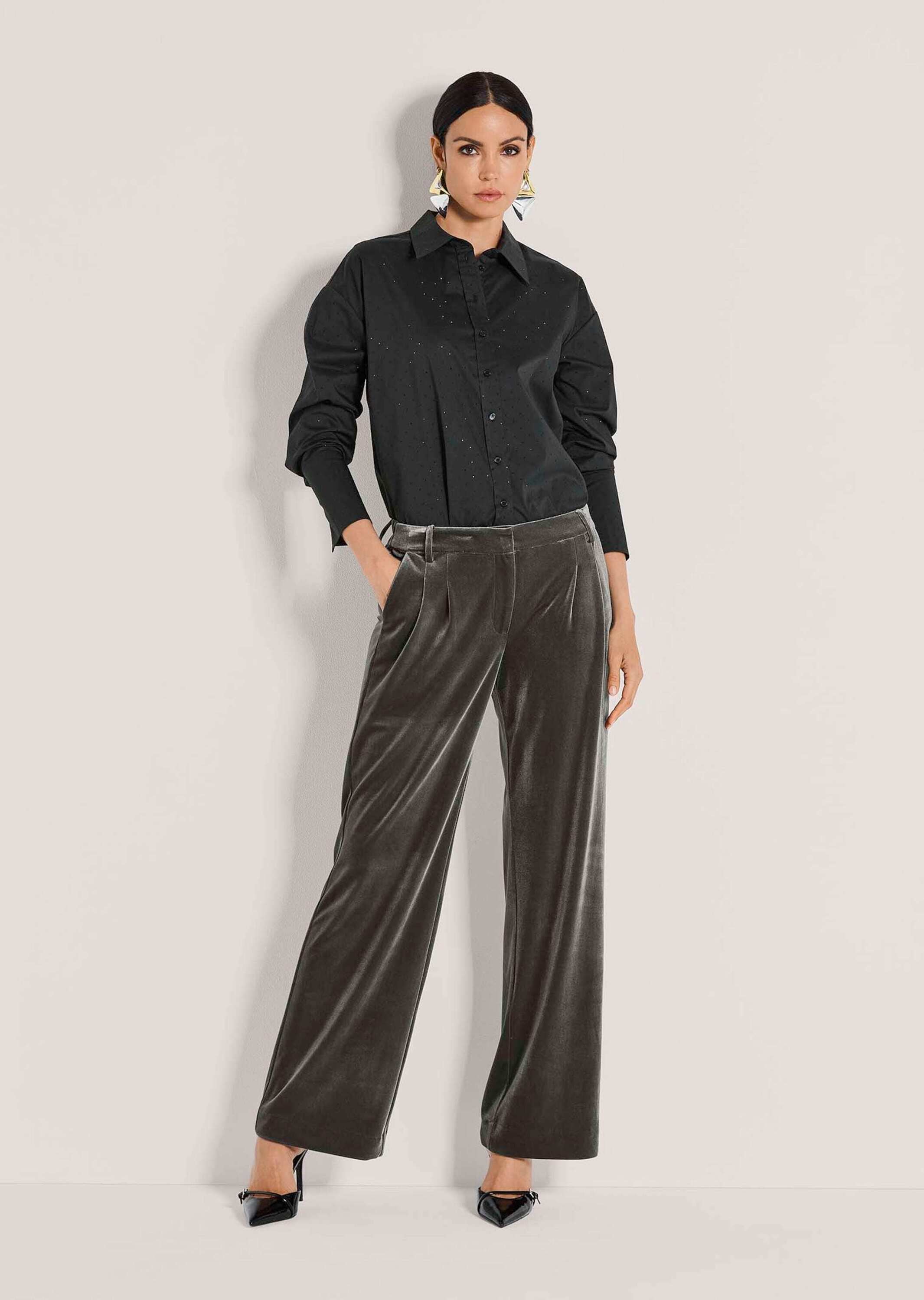 MADELEINE Stoffhose »Samthose Weite Stoffhose aus Samt, Mid Waist«