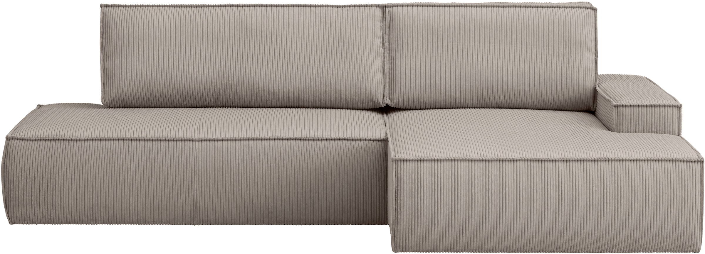 Home affaire Ecksofa »SHERWOOD, Schlafsofa in L-Form offen (275cm), Cord, Leinenoptik«, Schlaffunktion und Bettkasten, Kedernaht, hoher Sitz- & Liegekomfort
