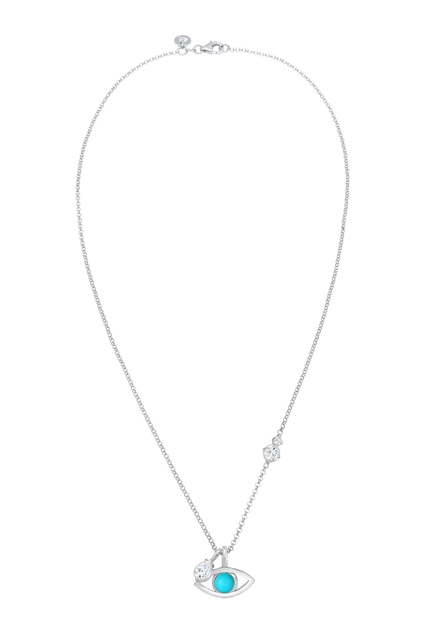 Elli Premium Silberkette »Halskette Evil Eye Türkis Solitär Topas Tropfen 925 Silber«