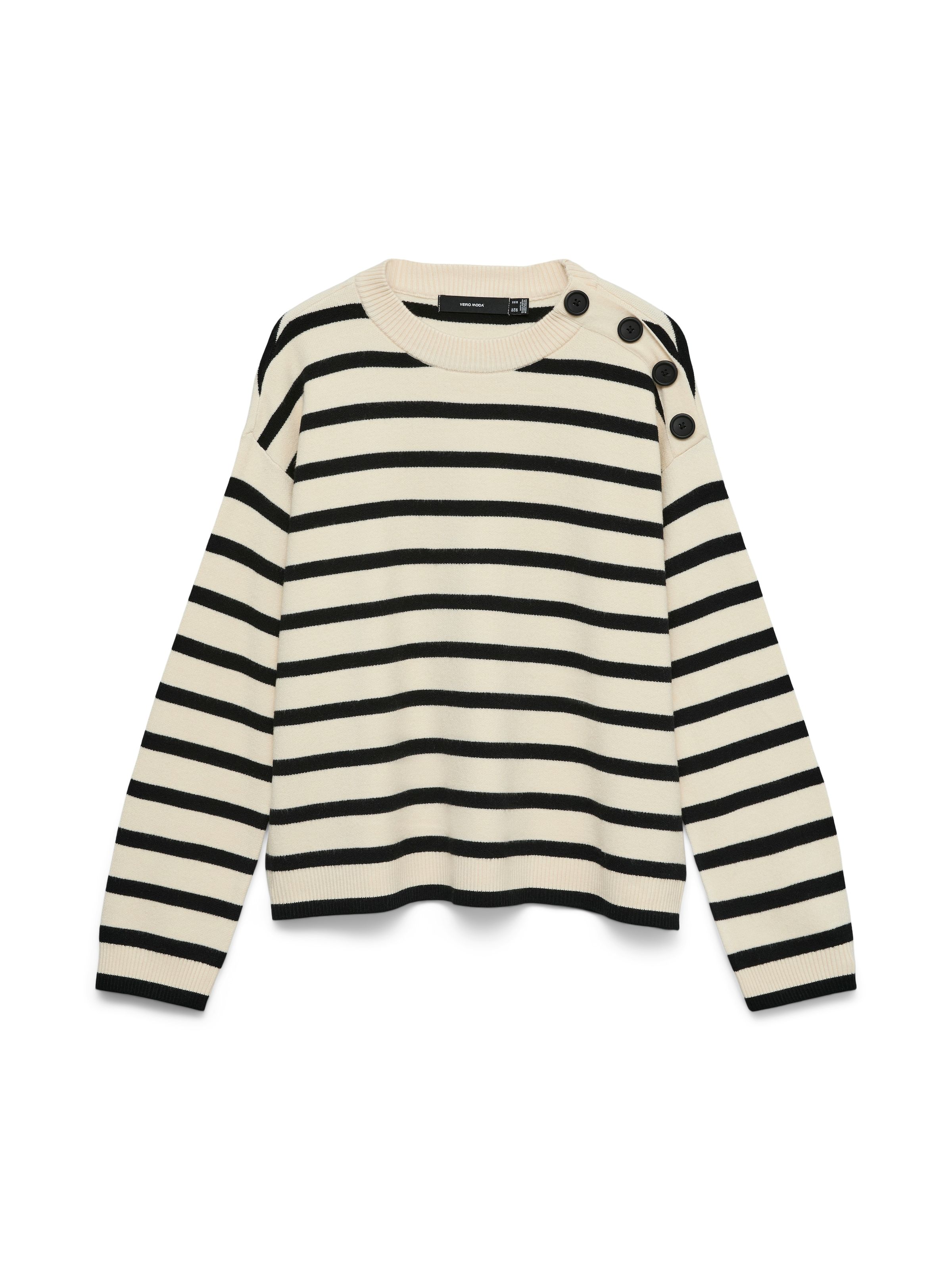 Vero Moda Rundhalspullover »VMSABA LS O-NECK BUTTON PULLOVER GA NOOS« mit Zierknöpfen auf der linken Schulter