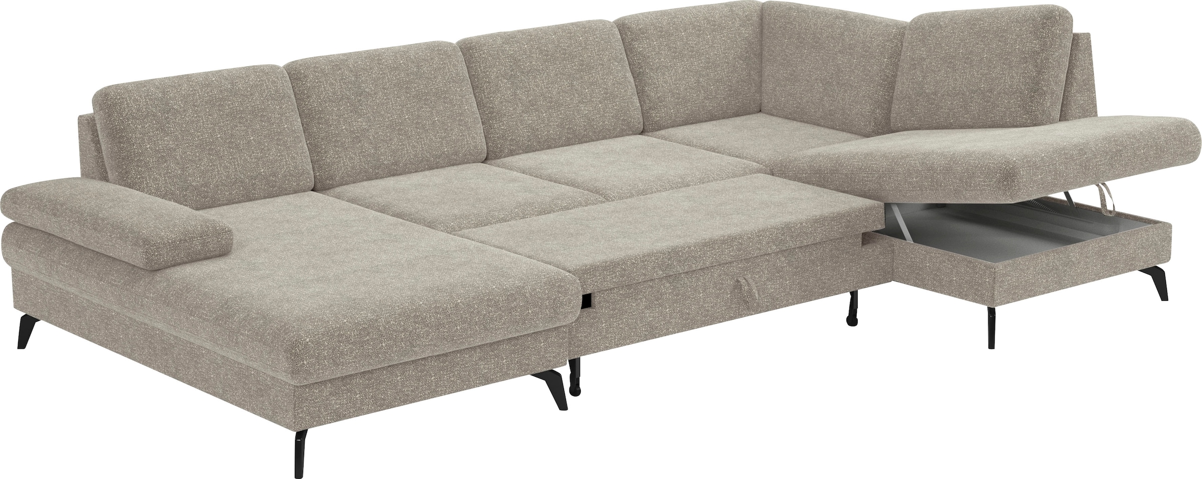 sit&more Wohnlandschaft »Morris U-Form, inkl. Sitztiefenverstellung«, wahlweise mit Armteilverstellung, Bettfunktion & Bettkasten