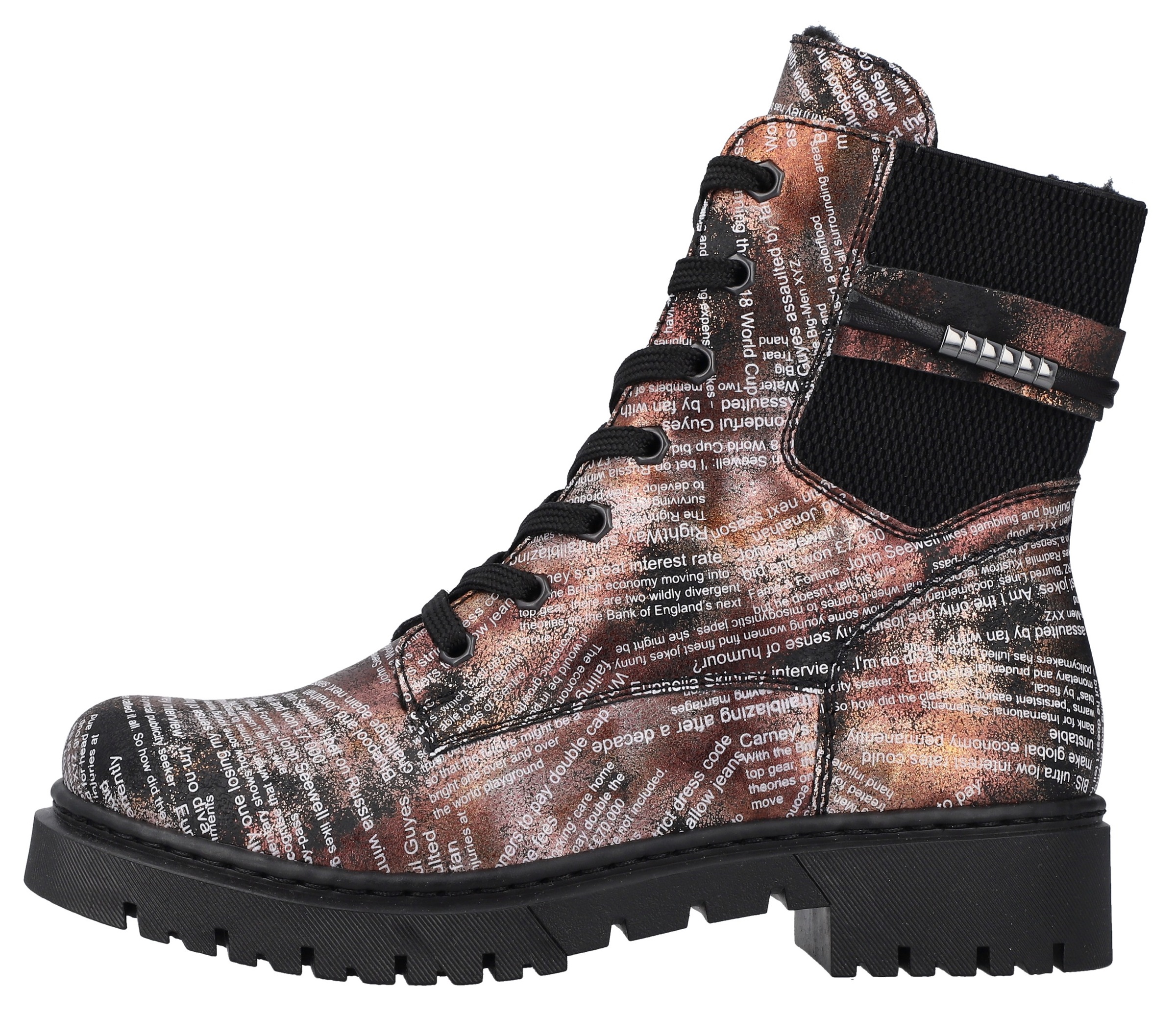 Rieker Winterstiefelette, Schnürboots, Stiefelette, Blockabsatz, mit Innenreißverschluss
