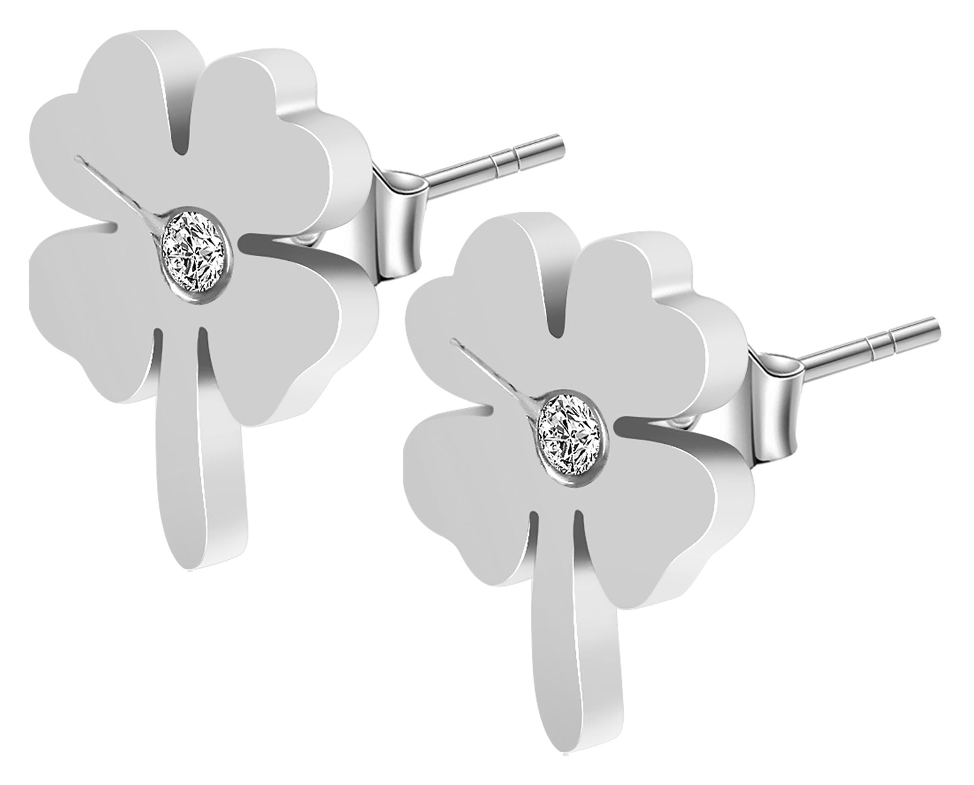 Adelia´s Paar Ohrstecker »Damen Ohrringe ¿ Ohrstecker Kleeblatt aus Edelstahl mit Strass Steinchen«