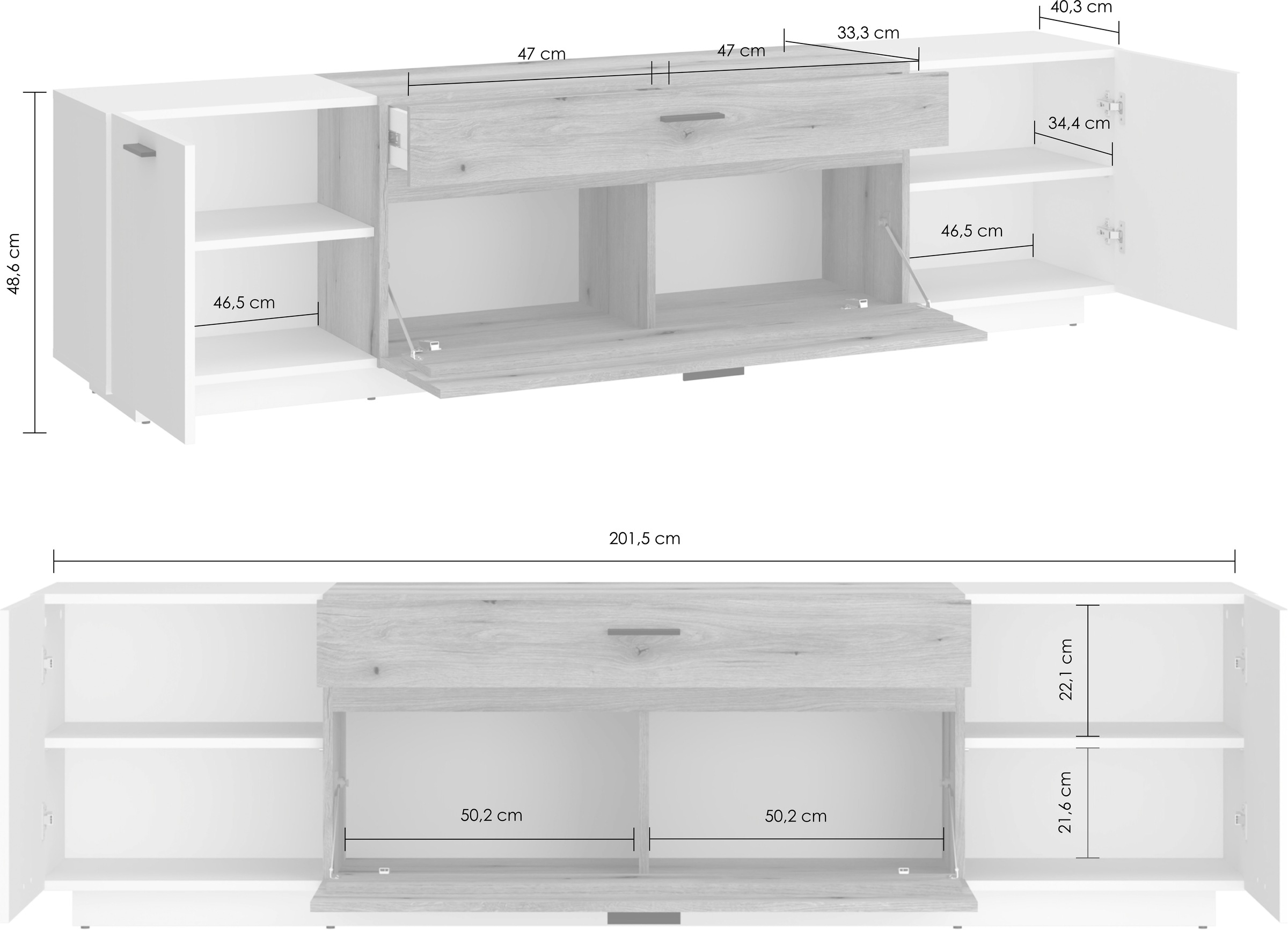 Home affaire Lowboard »Dalano« Breite ca.202 cm