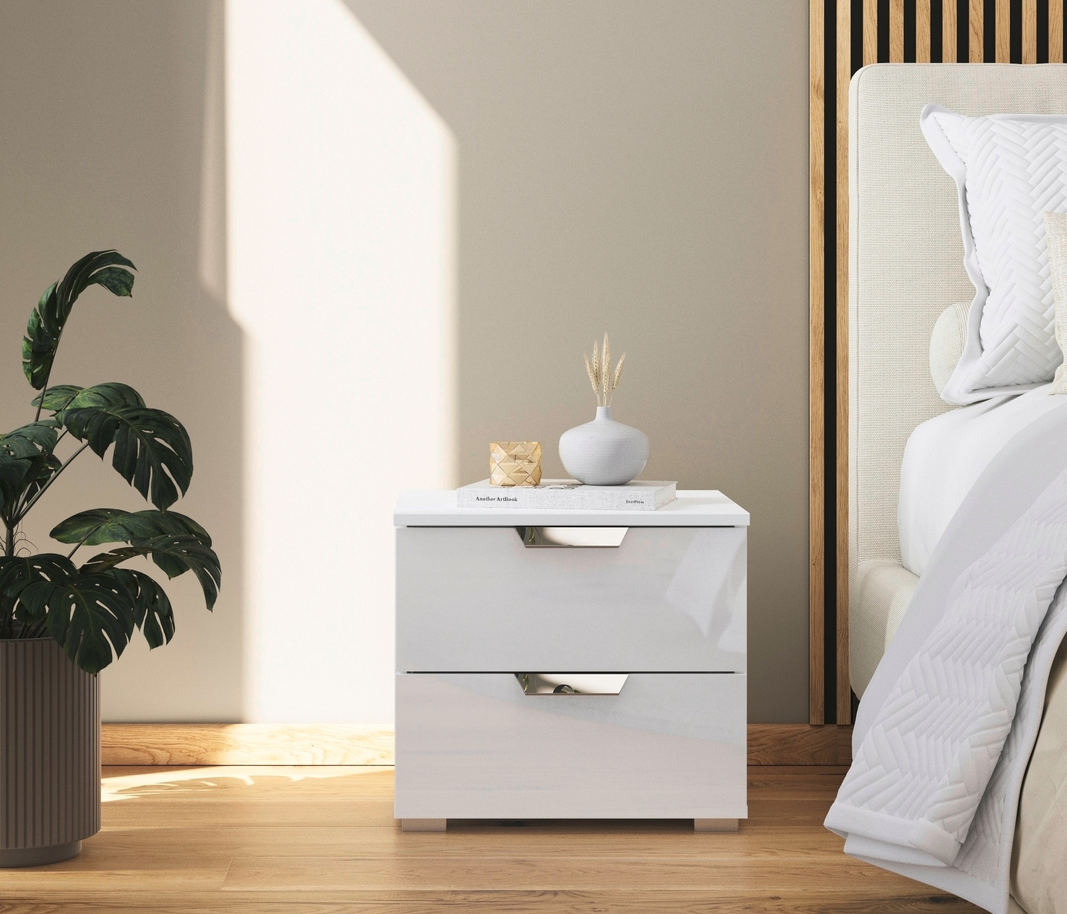 rauch Nachtkommode »Glamour by Aditio«, mit Hochglanzfront, 2 Schubladen mit Softclose-Funktion