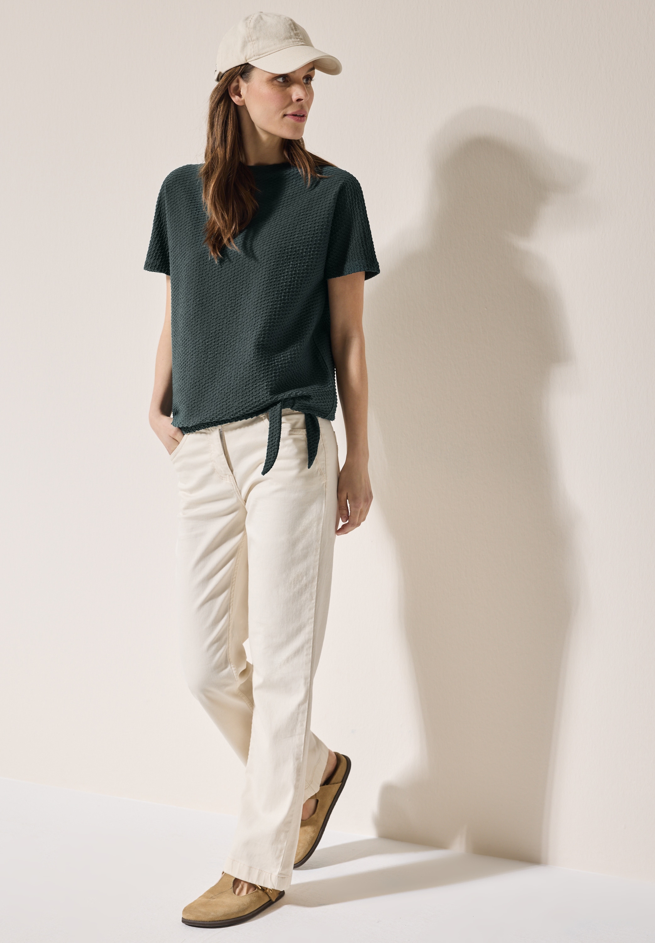 Cecil T-Shirt, mit Struktur und Knoten am Saum