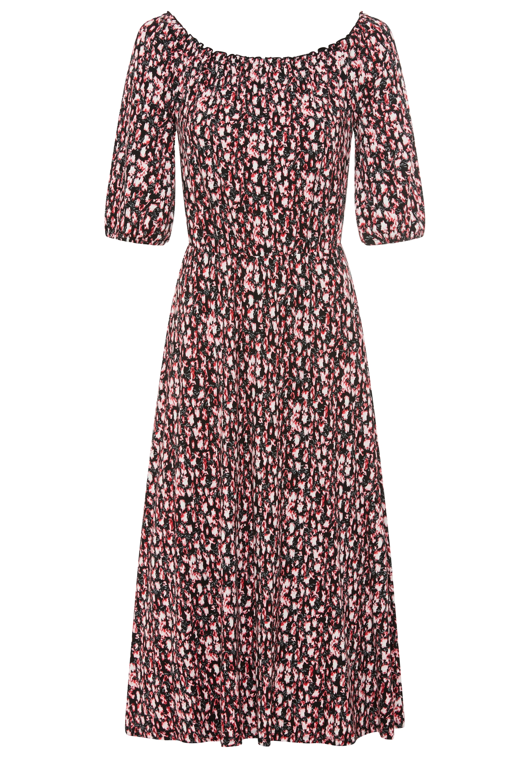 Bruno Banani Maxikleid mit Carmen-Ausschnitt und in geblümter Optik