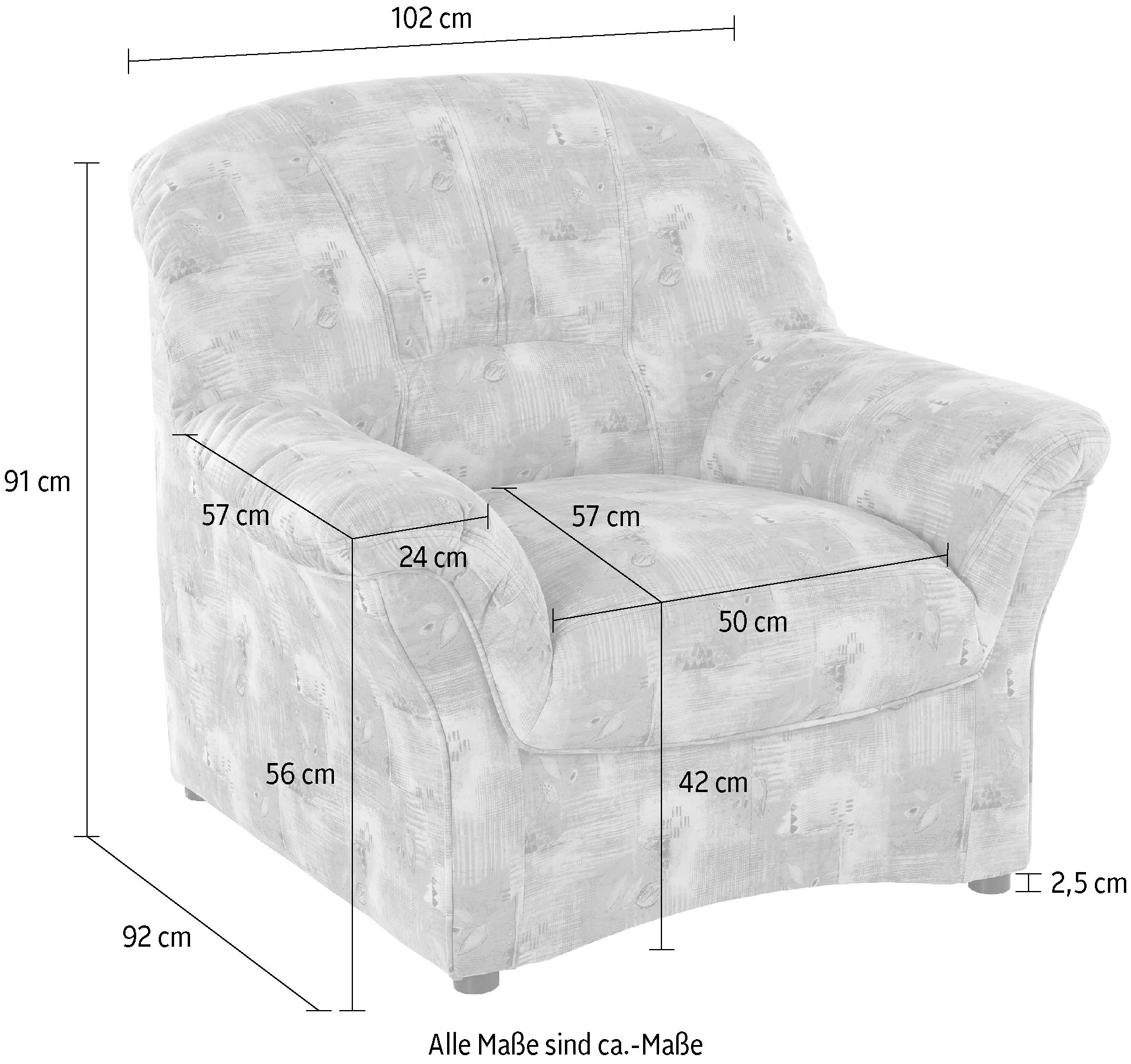 DOMO collection Sessel »Bahia belastbar bis 140kg/ Sitz«, Microfaser MELROSE®, mocca