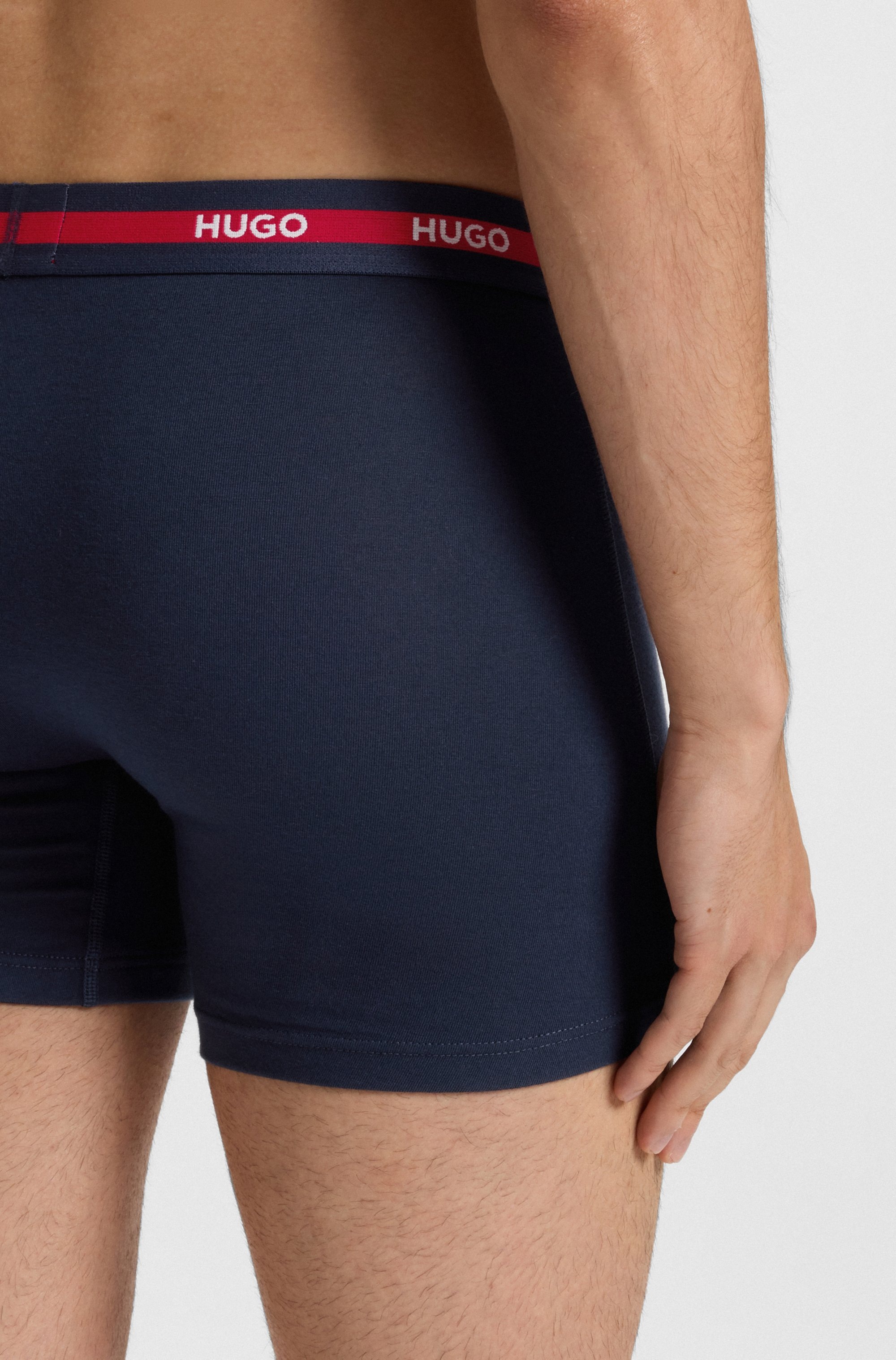 HUGO Underwear Trunk »BOXERBR TRIPL PLANET«, kontrastfarbener Bund mit Logo
