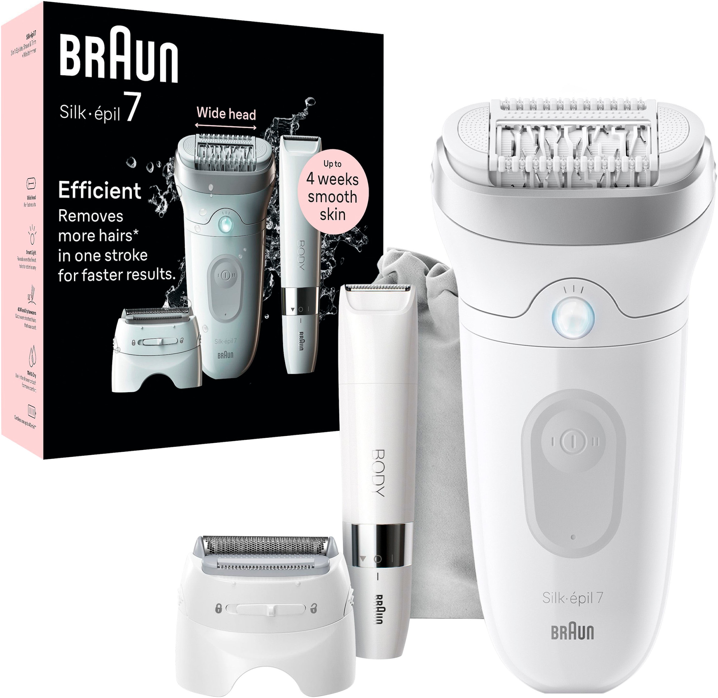 Braun Epilierer »Silk-épil 7 7-441«, Rasier-& Trimmeraufsatz, Mini-Rasierer für den Körper,...