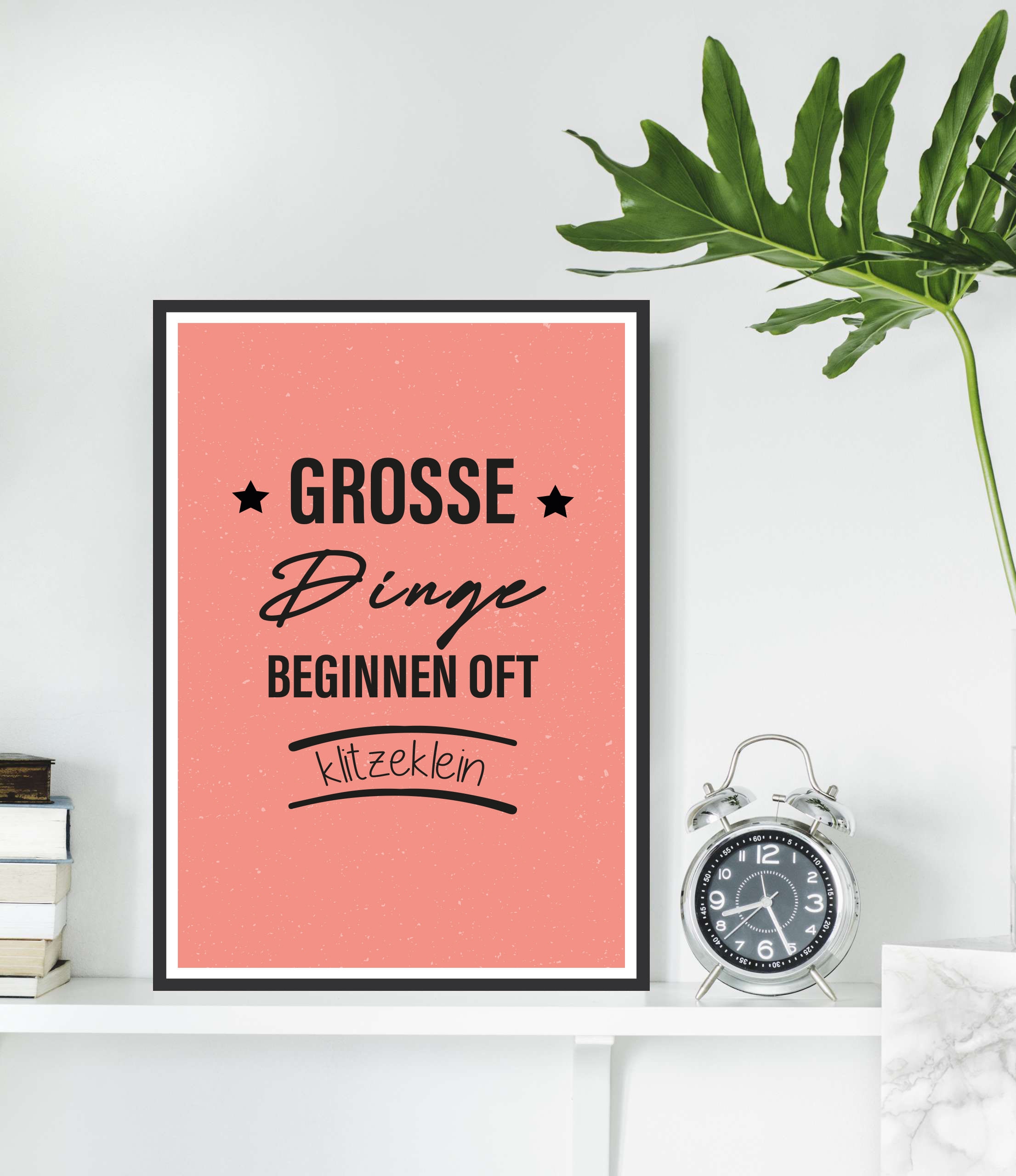 queence Metallbild »Große Dinge«, Sprüche-Schriftzug-Sprüche-Sprüche & Texte-Motivationsbilder-Sterne, (1 St.), Stahlschild, Blechschild, Spruch, Motivation