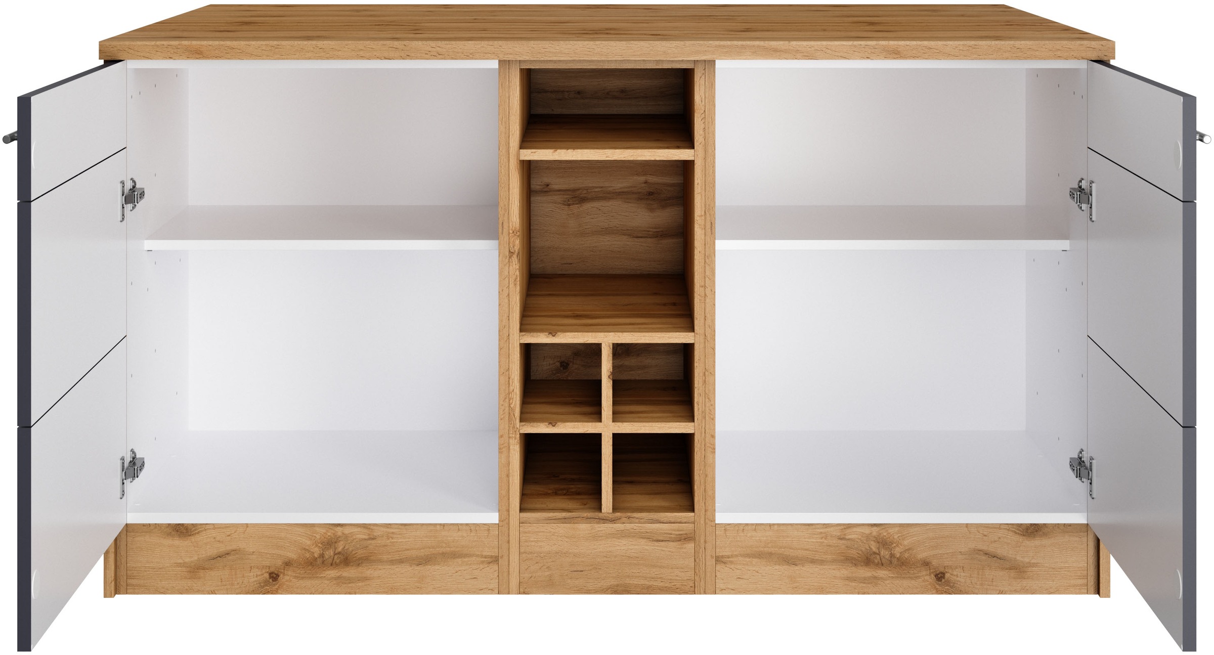 KOCHSTATION Kücheninsel »KS-Wien«, Breite 153 cm, MDF-Fronten, Flaschenregal