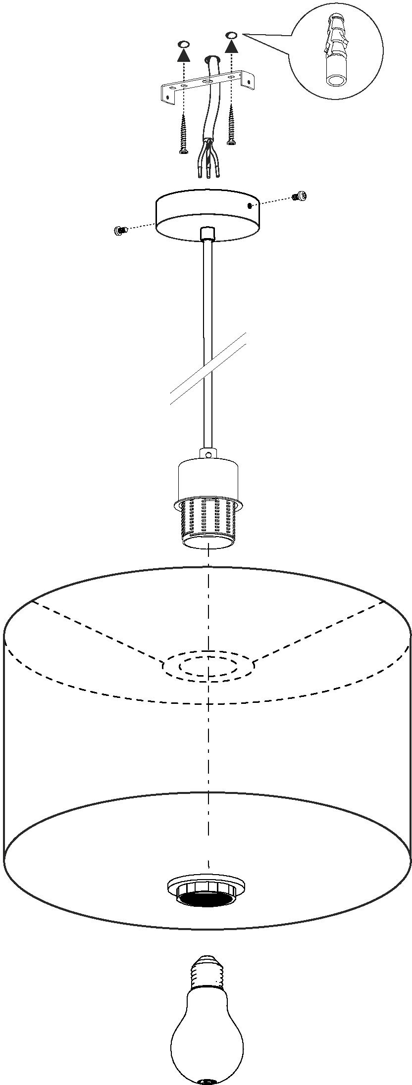 EGLO Hängeleuchte »PASTERI«, 1 flammig-flammig, weiß / Ø38 x H110 cm / exkl. 1 x E27 (je max. 60W) / Lampe aus Stoff