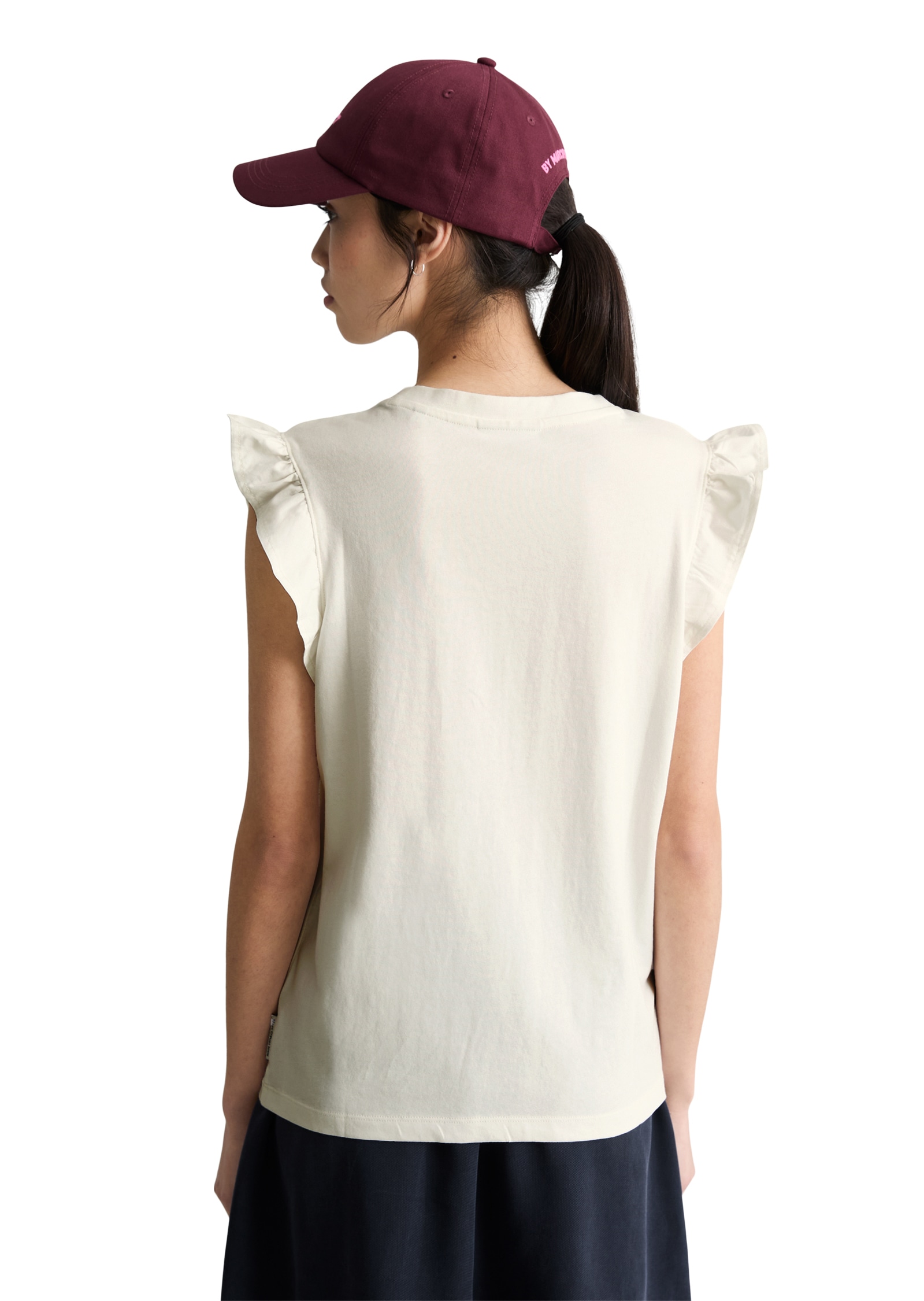 Marc O'Polo DENIM Shirttop Volant-Ärmel, regular fit aus Material-Mix