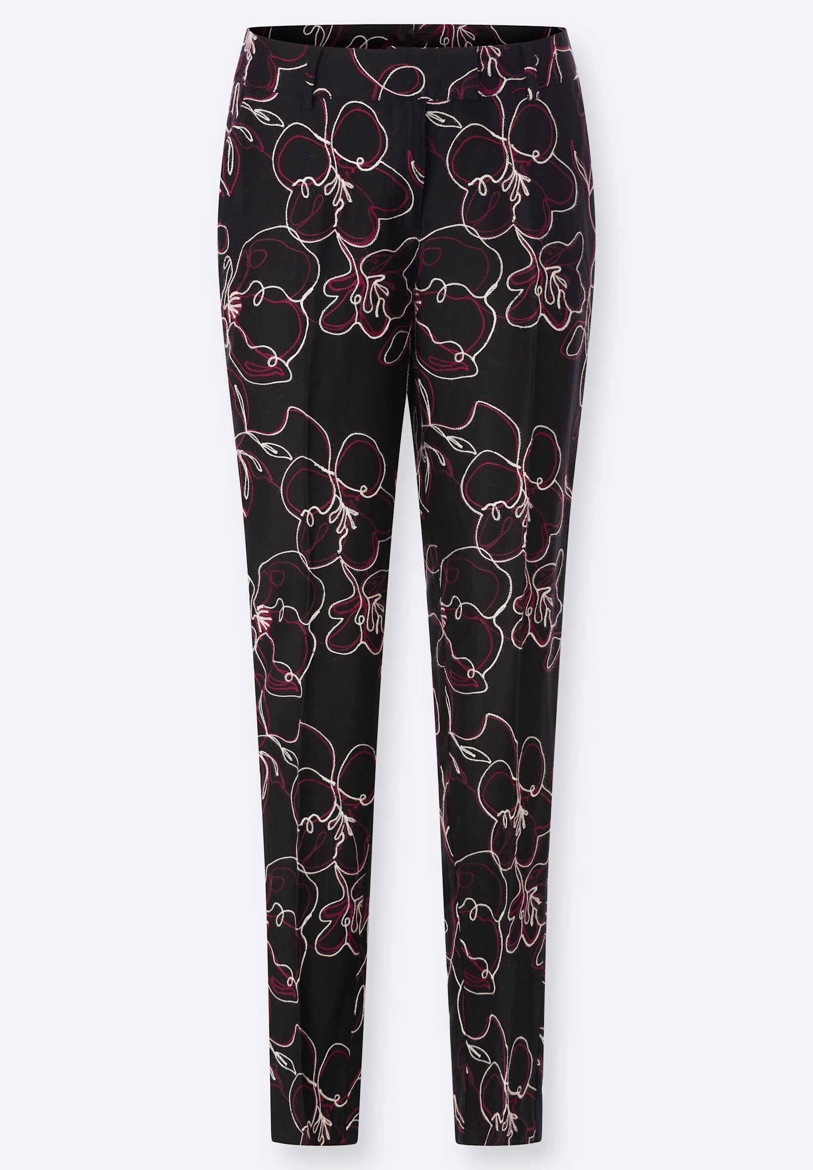 creation L Bügelfaltenhose »Lyocell-Viskose-Hose Hose mit aufwendiger Stickerei«