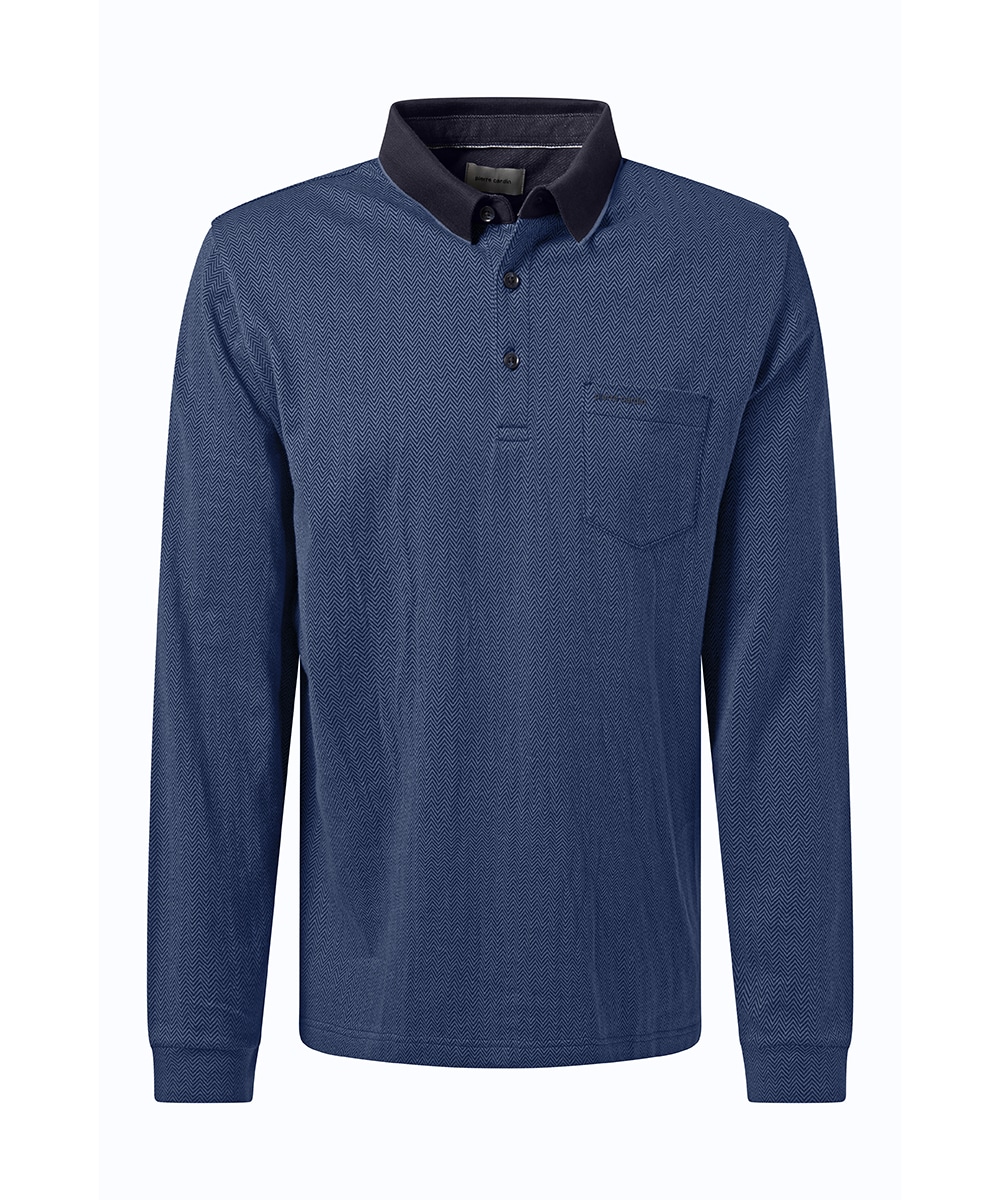 Pierre Cardin Langarm-Poloshirt, mit Fischgratmuster