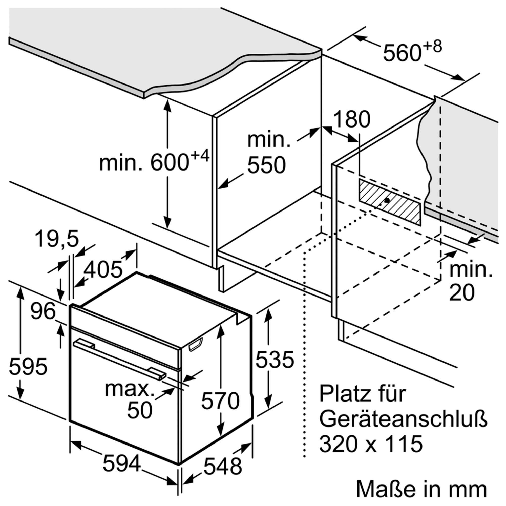 BOSCH Einbaubackofen »HBA537BS0«, Serie 6, HBA537BS0, mit Teleskopauszug nachrüstbar, ecoClean Direct