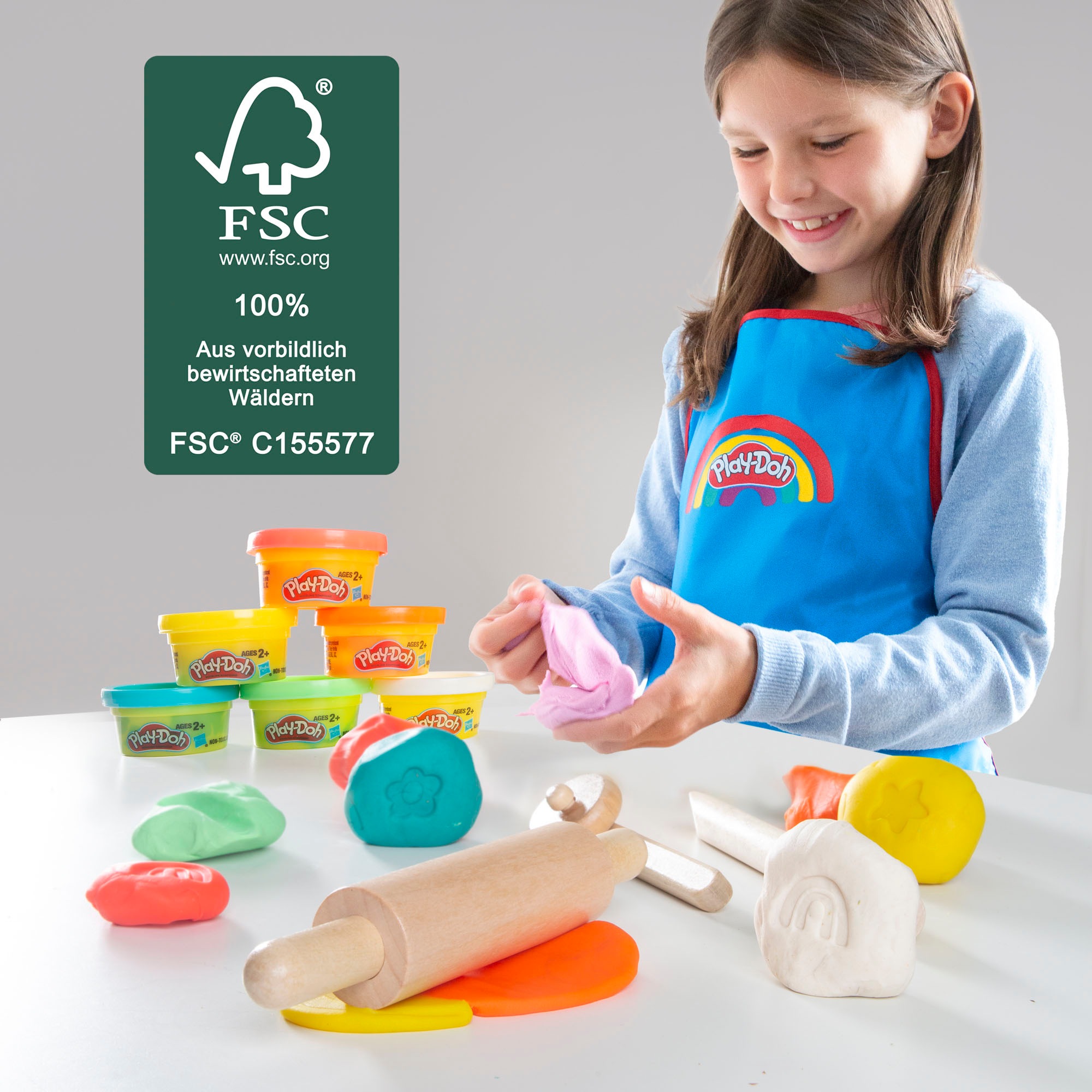 roba® Kindersitzgruppe »Play-Doh Schulpult«, (Set), inkl. 3D-Kreativmatte, 6 Knetdosen, Schürze