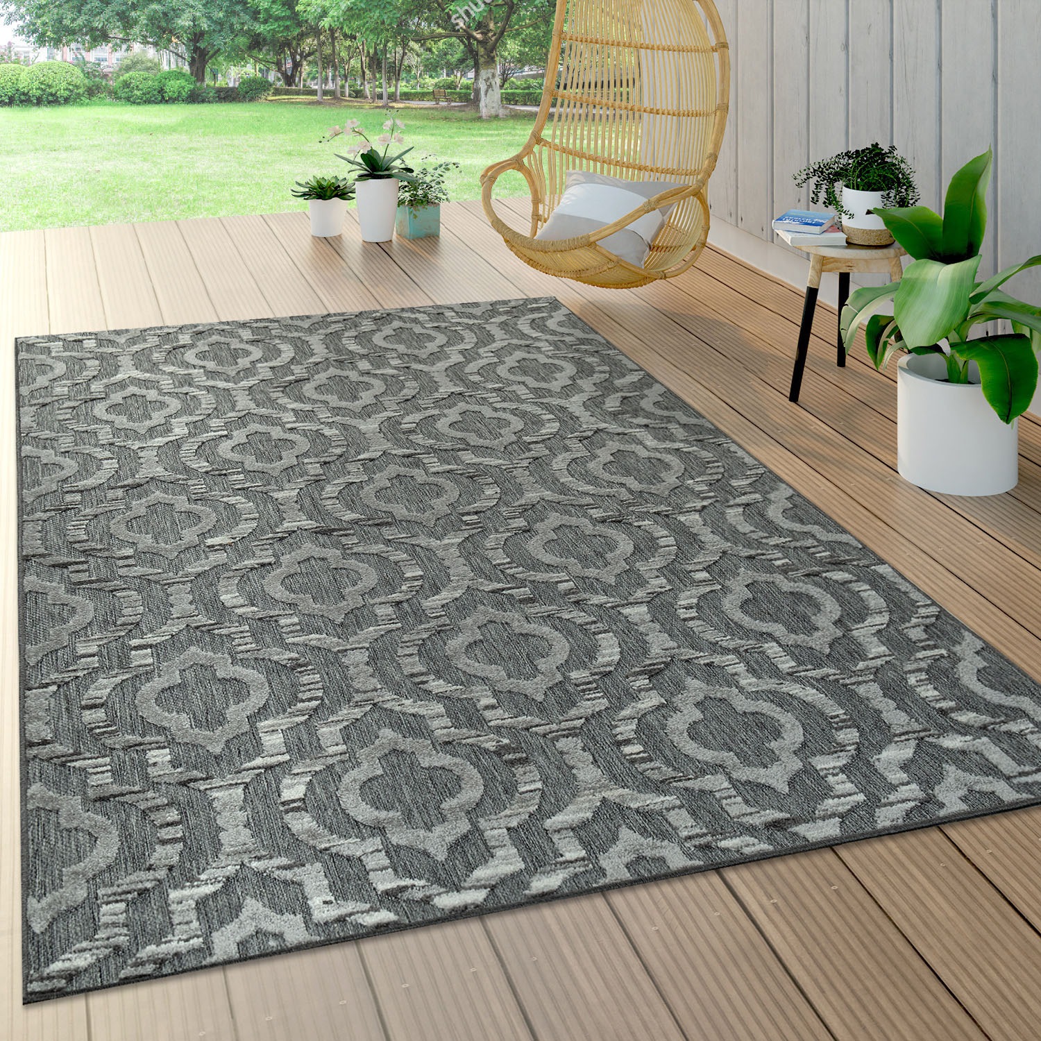 Paco Home Teppich »Stilo 861«, rechteckig, 12 mm Höhe, Kurzflor, 3D-Design, In- und Outdoor geeignet, Wohnzimmer