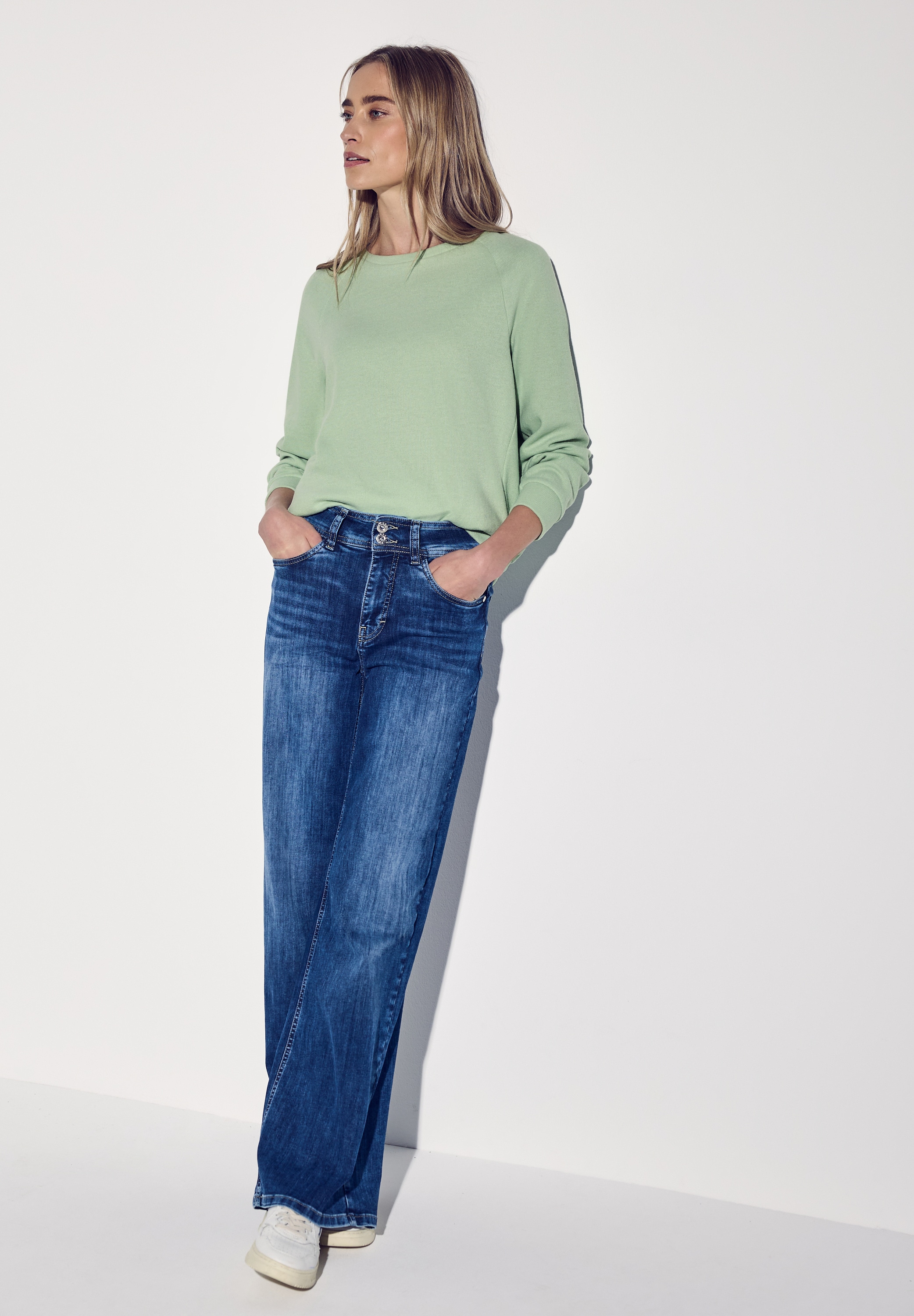 STREET ONE Sweater, mit U-Boot-Ausschnitt und in feiner Struktur-Optik
