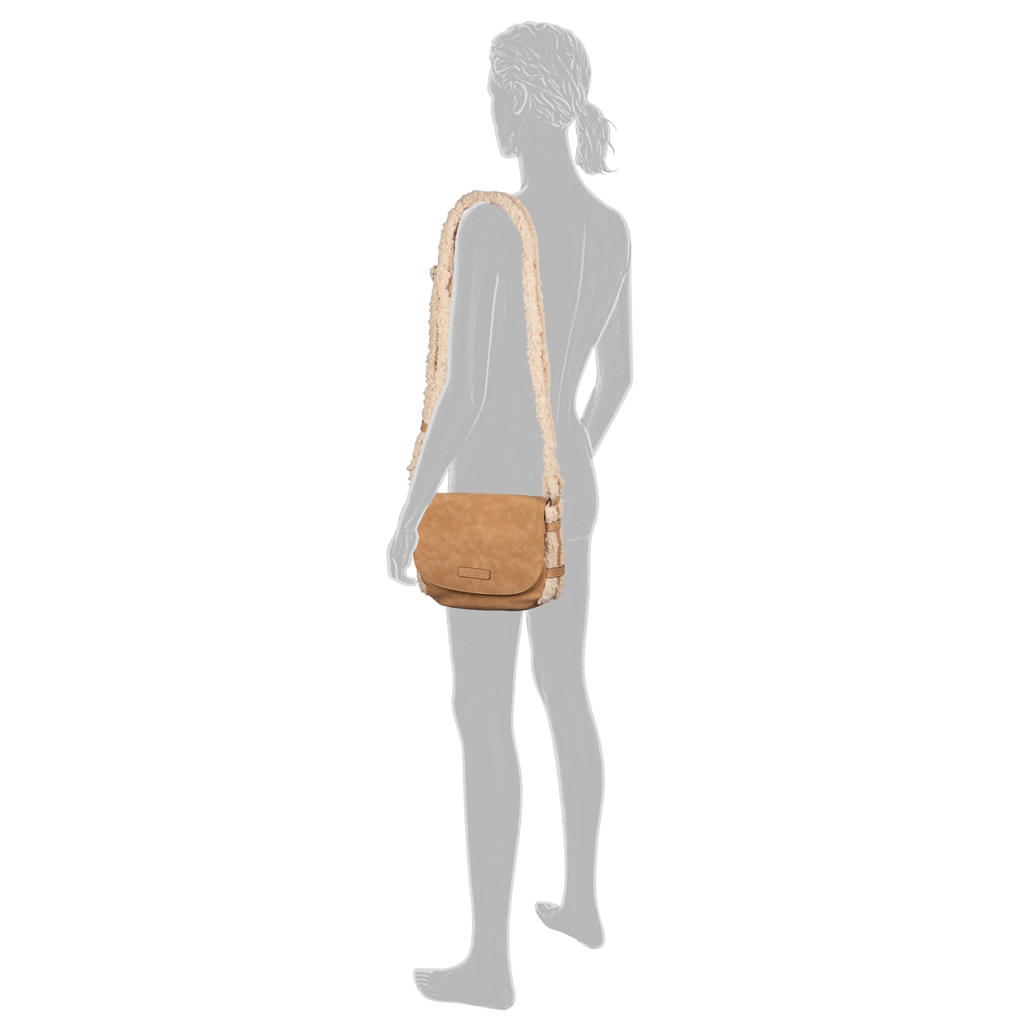 TOM TAILOR Umhängetasche »Neela« Damen Schultertasche, frischer Look mit kuschelige Fellimitatbesatz
