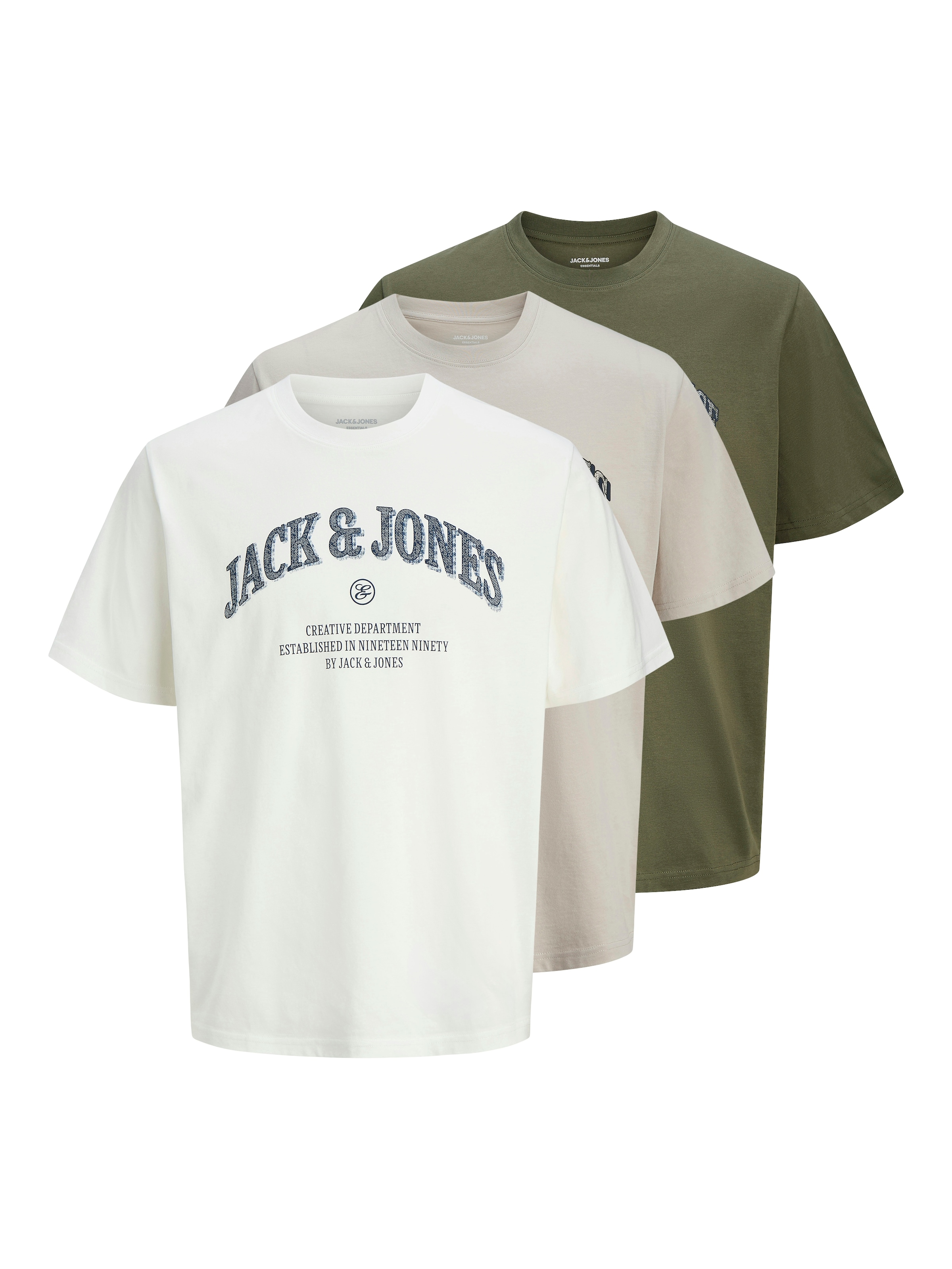 Jack & Jones T-Shirt »JJEDENVER GRAPHIC TEE SS O-NECK 3PK MP« Packung, 3 tlg.