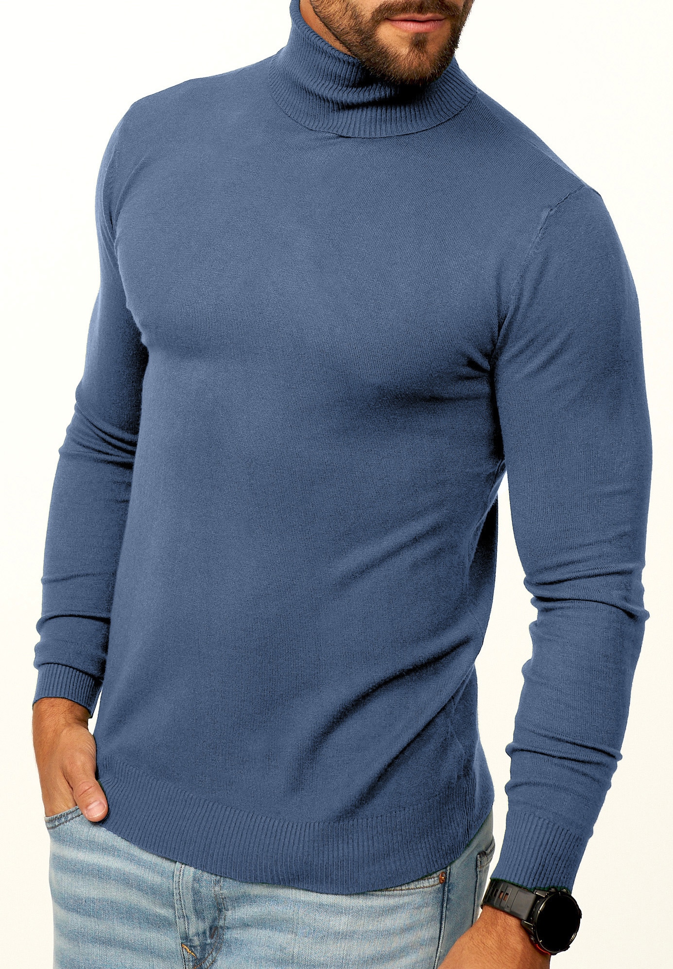 Daily Cotton Rollkragenpullover »als Feinstrick Pulli in Slim Fit für Herren« Männer Winterpullover - Casual & Business Look Rolli
