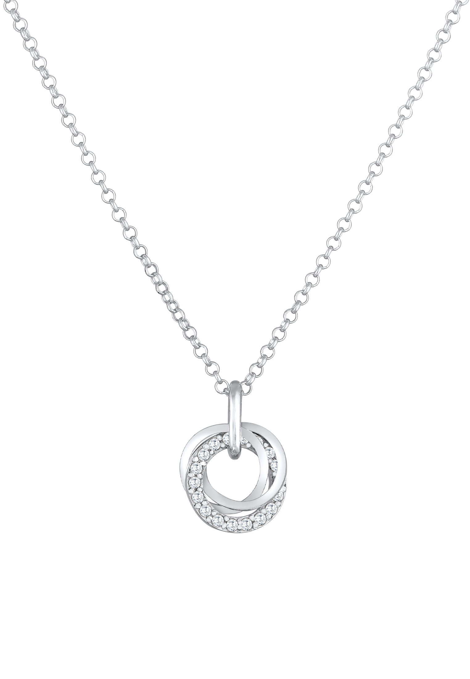 Elli Kette mit Anhänger »Halskette Kreis Ringe Zirkonia 925 Silber«