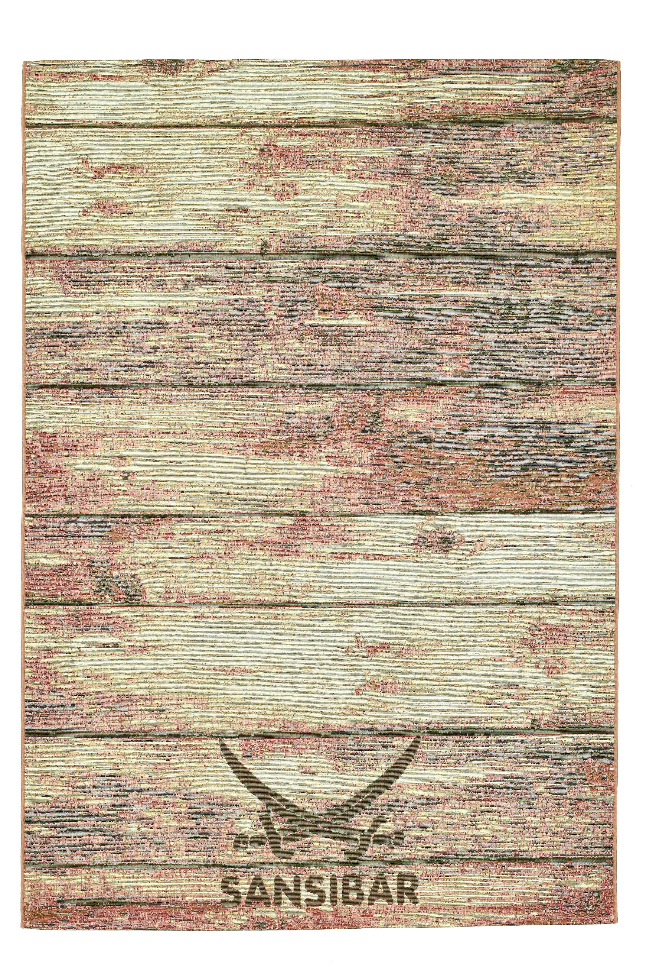 Sansibar Teppich »Rantum Beach SA-029« rechteckig 5 mm Höhe Flachgewebe, modernes Design, Motiv Holzdielen, In- & Outdoor geeignet
