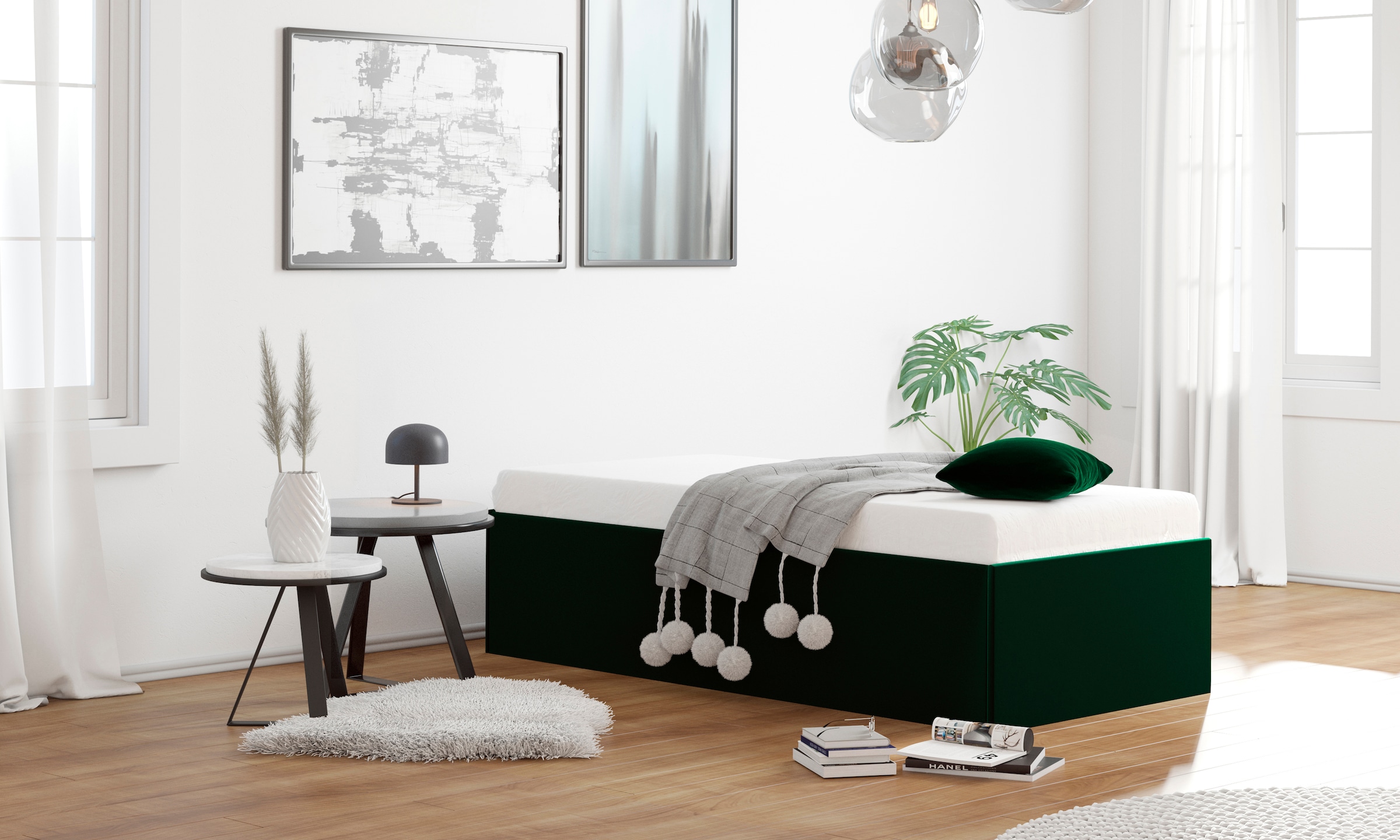 Westfalia Schlafkomfort Polsterbett »Amrum« in Samtvelours ohne Kopfteil, mit und ohne Bettkasten erhältlich