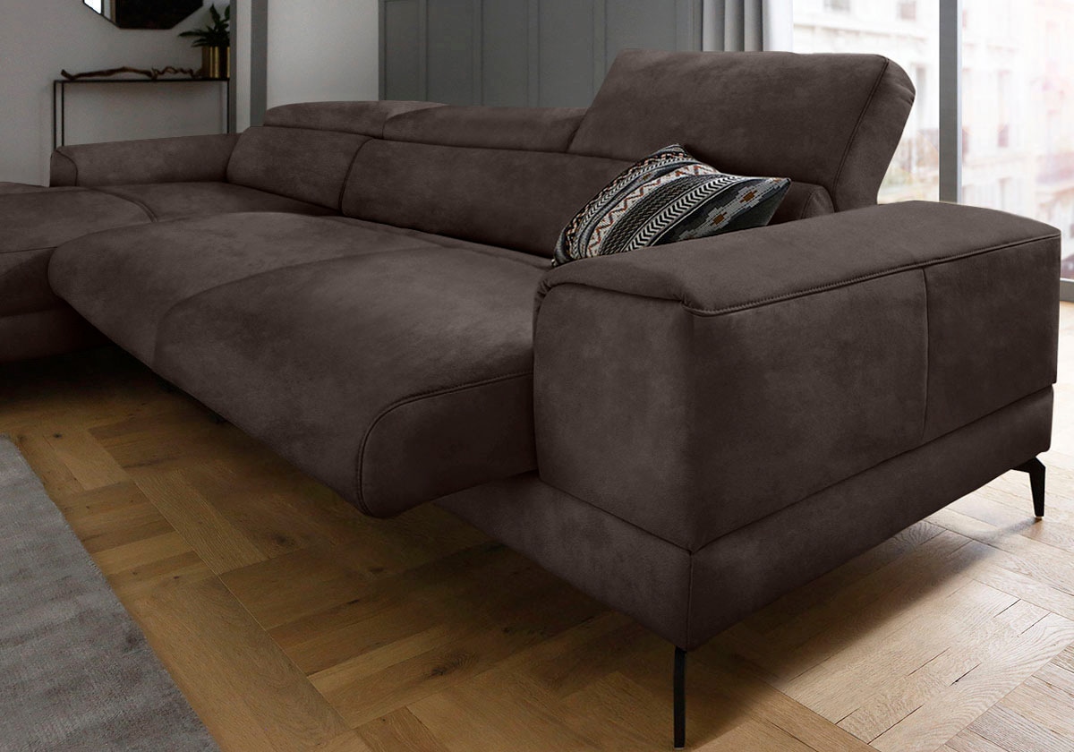 W.SCHILLIG Ecksofa »piedroo, Designsofa mit tollem Sitzkomfort, bequem, L-Form«, Kopfteilverstellung, wahlweise mit Sitztiefenverstellung, Breite 343cm