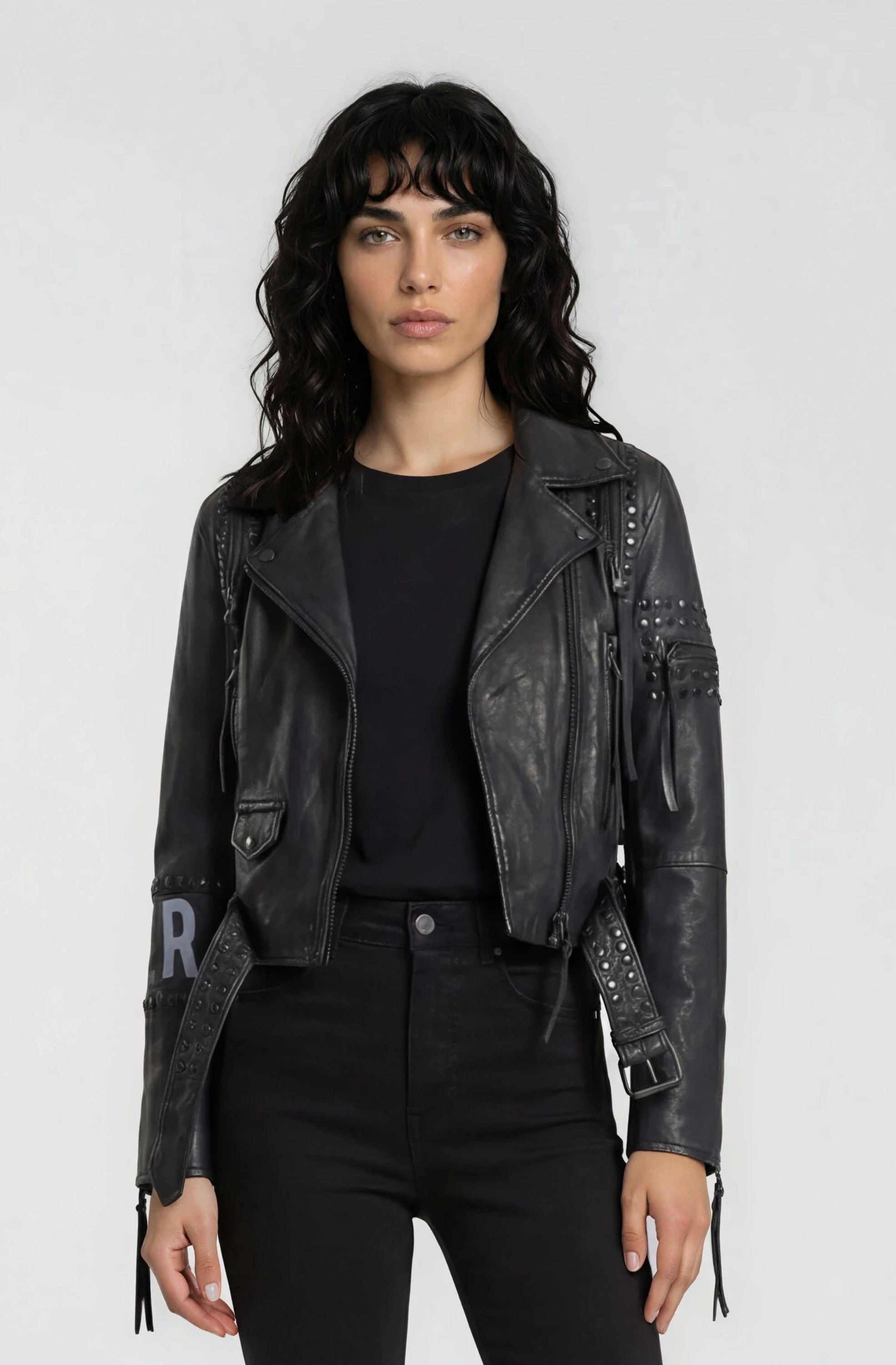 trueprodigy Lederjacke »Ava mit Print und Nieten« ohne Kapuze