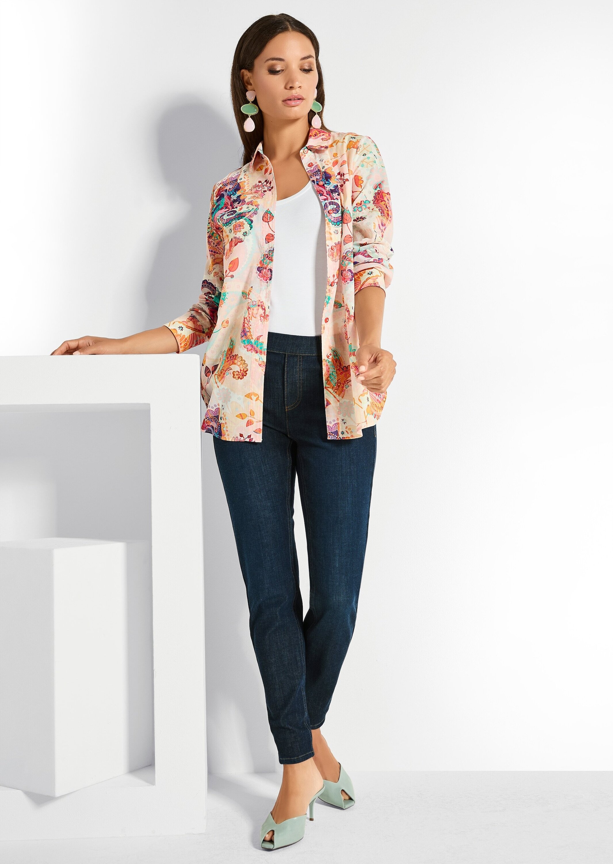 MADELEINE Hemdbluse »Hemdbluse Baumwollbluse mit Paisley-Muster« Hemd mit Rückenpasse