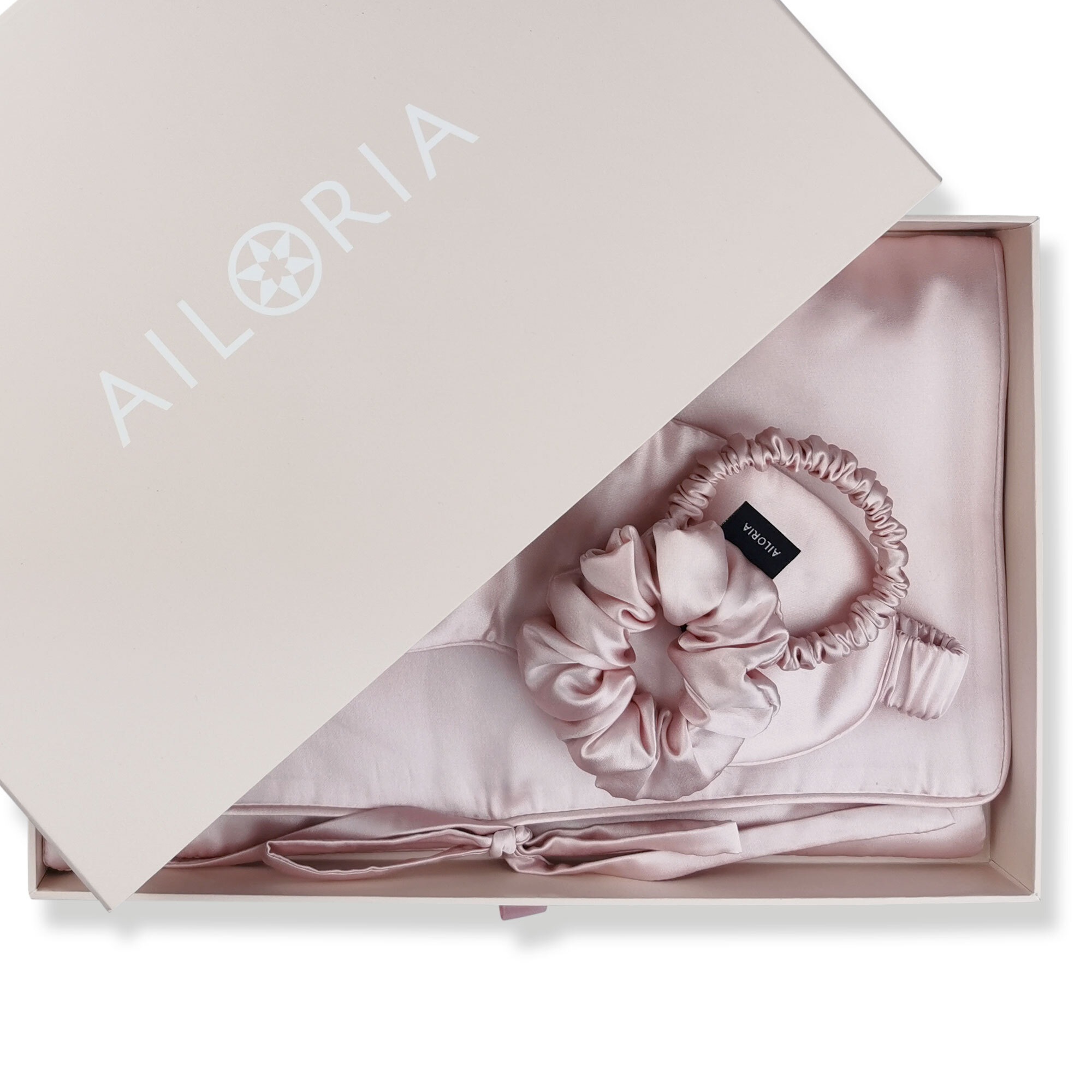 AILORIA Seidentuch »Tasche, Schlafmaske, Scrunchie S & Scrunchie M TRAVEL SET«