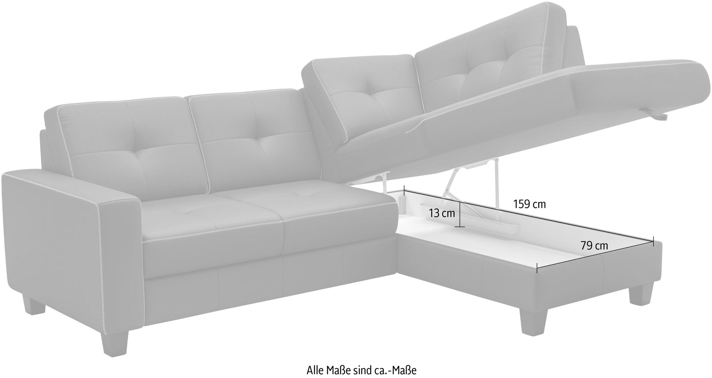 Places of Style Ecksofa »Varese«, wahlweise mit Bettfunktion und Bettkasten