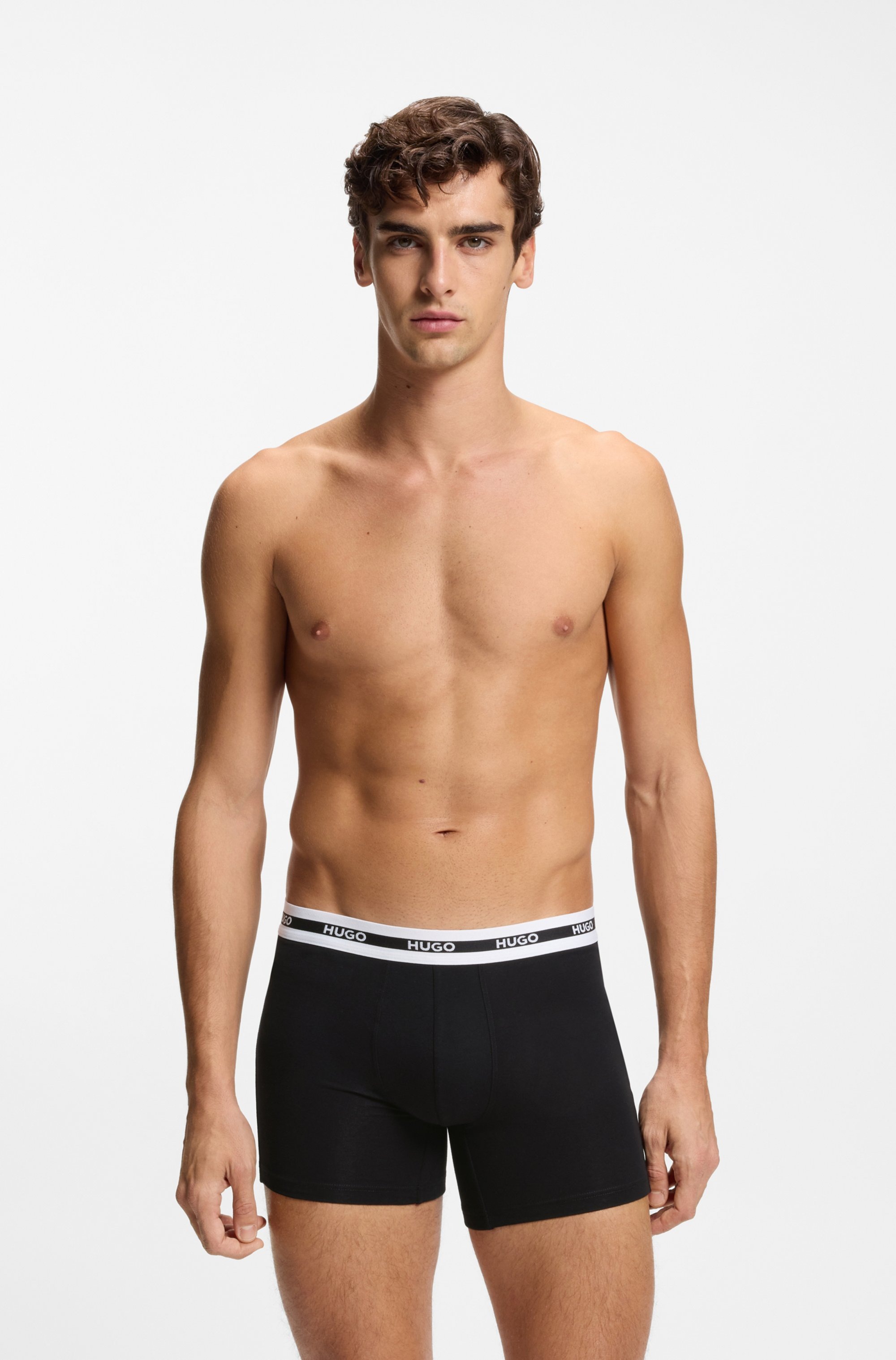 HUGO Underwear Trunk »BOXERBR TRIPL PLANET« kontrastfarbener Bund mit Logo