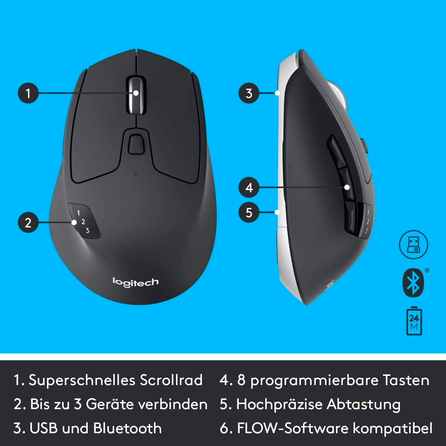 Logitech Tastatur »Wireless Performance Combo MK850 - DE-Layout«, (Ziffernblock)