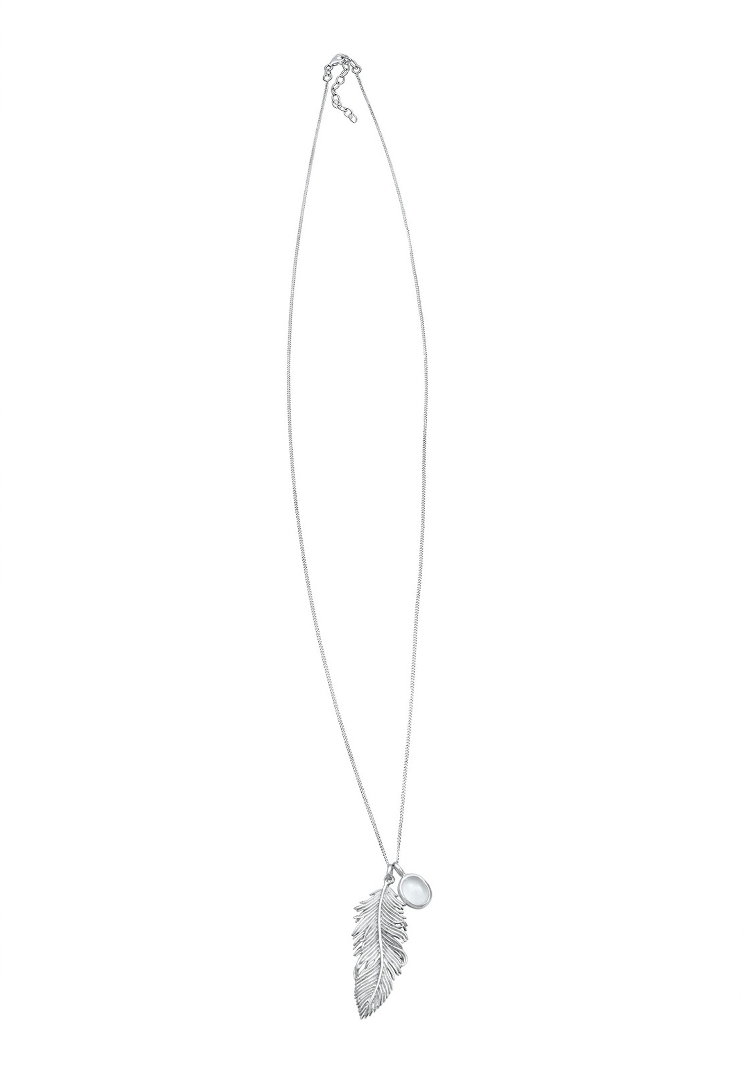Elli Lange Kette »Halskette Feder Mondstein Weiß 925 Sterling Silber«