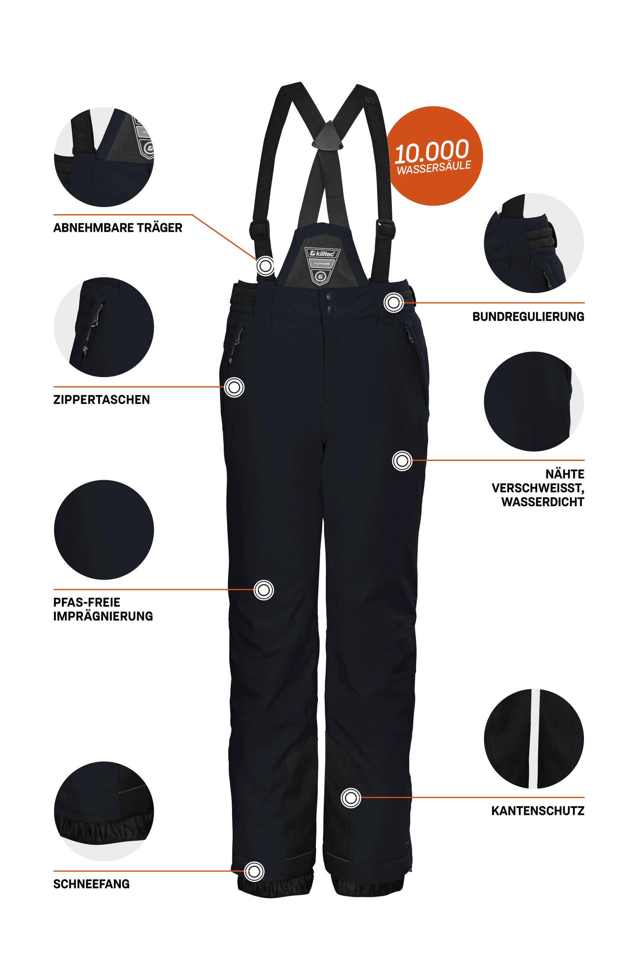 Killtec Skihose »KSW 77 GRLS SKI PNTS«  wasserdicht, atmungsaktiv, abnehmbarer Latz, verst. Seitenriegel