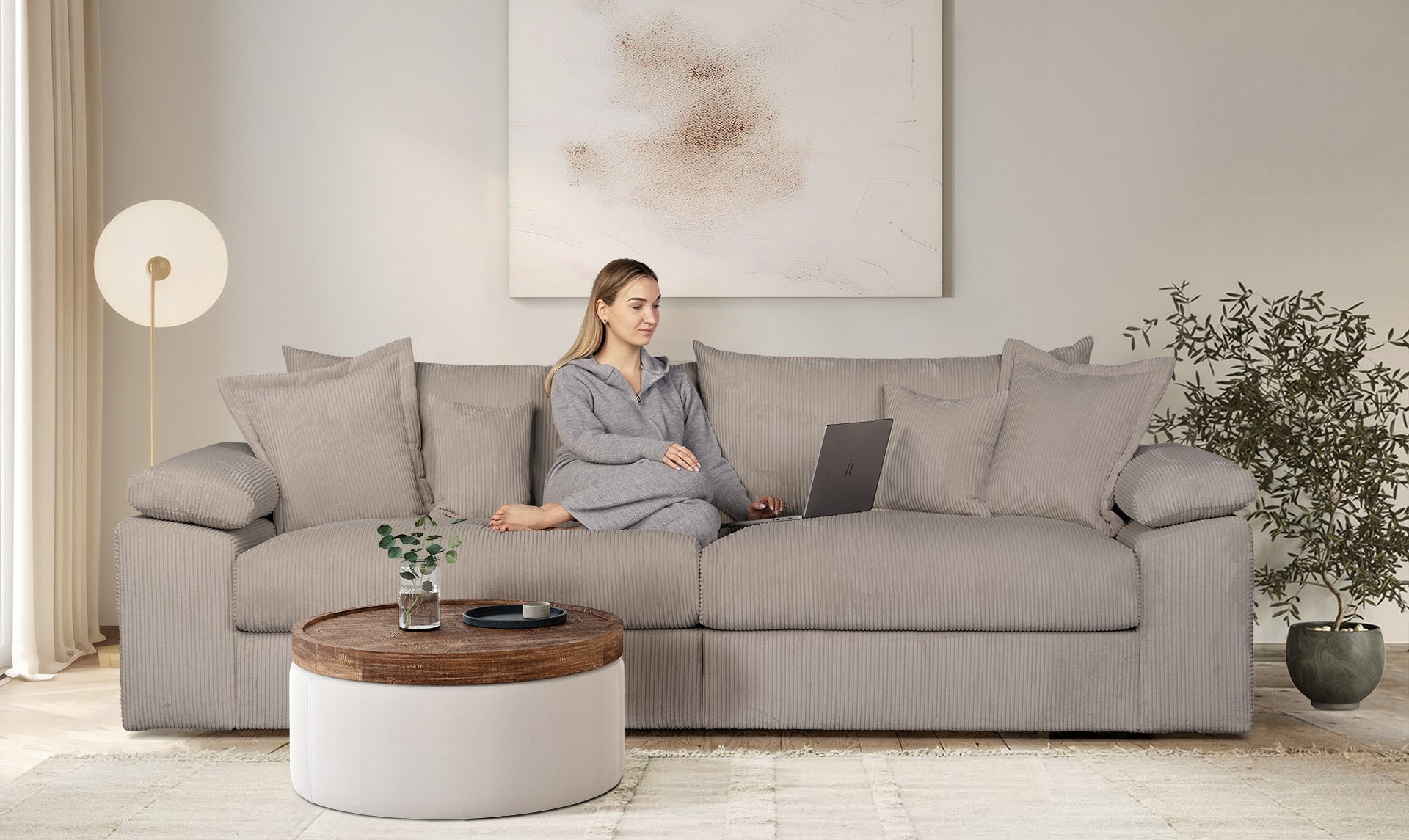 Home affaire Big-Sofa »Soft&Cosy XL - Breite 246 cm«, Mega-Sofa, in Cord, Federkern-Polsterung