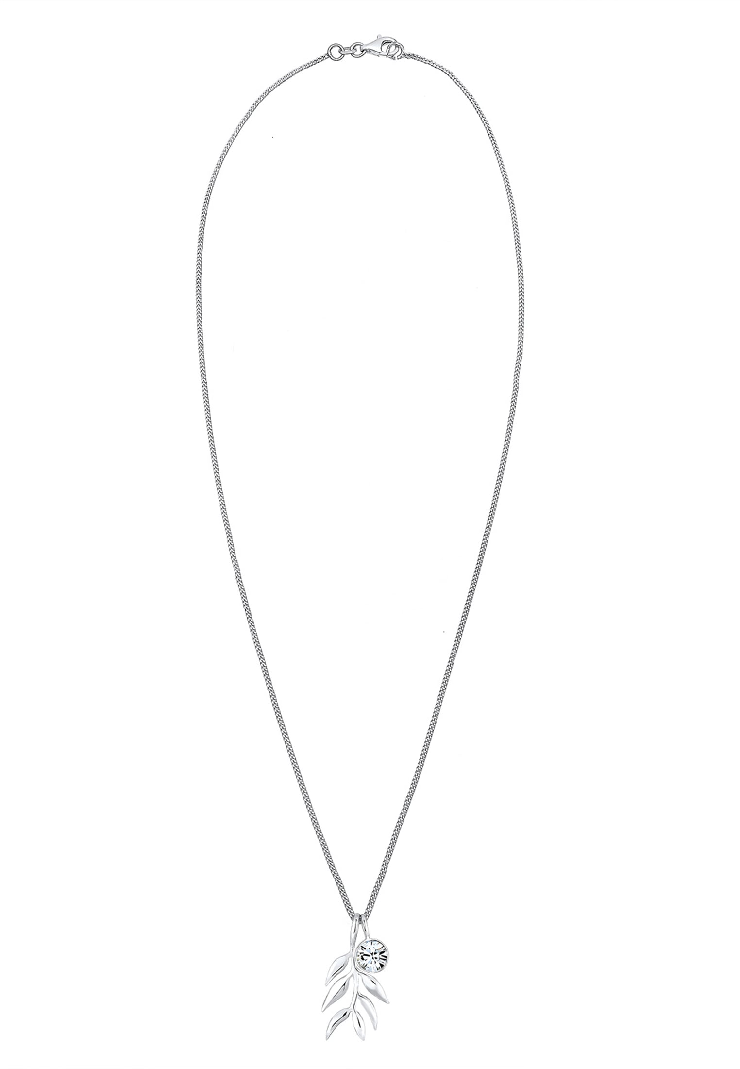 Elli Silberkette »Halskette Olivenblatt Zweig Weiß 925 Sterling Silber, mit Kristallen von Swarovski®«
