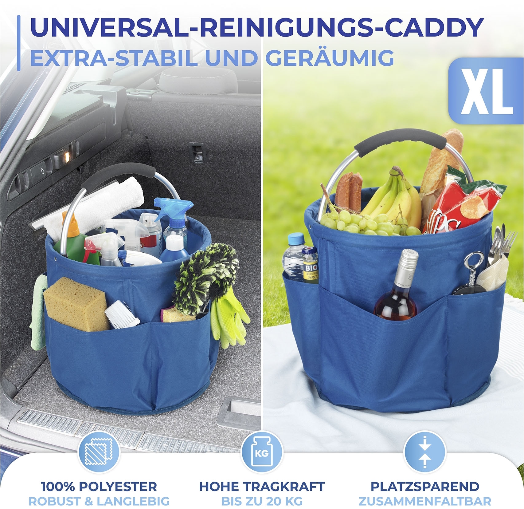 Maximex Organizer »Universal-Reinigungs-Caddy Modell HERKULES«, faltbare Tragetasche für zuhause und unterwegs, 34 Liter