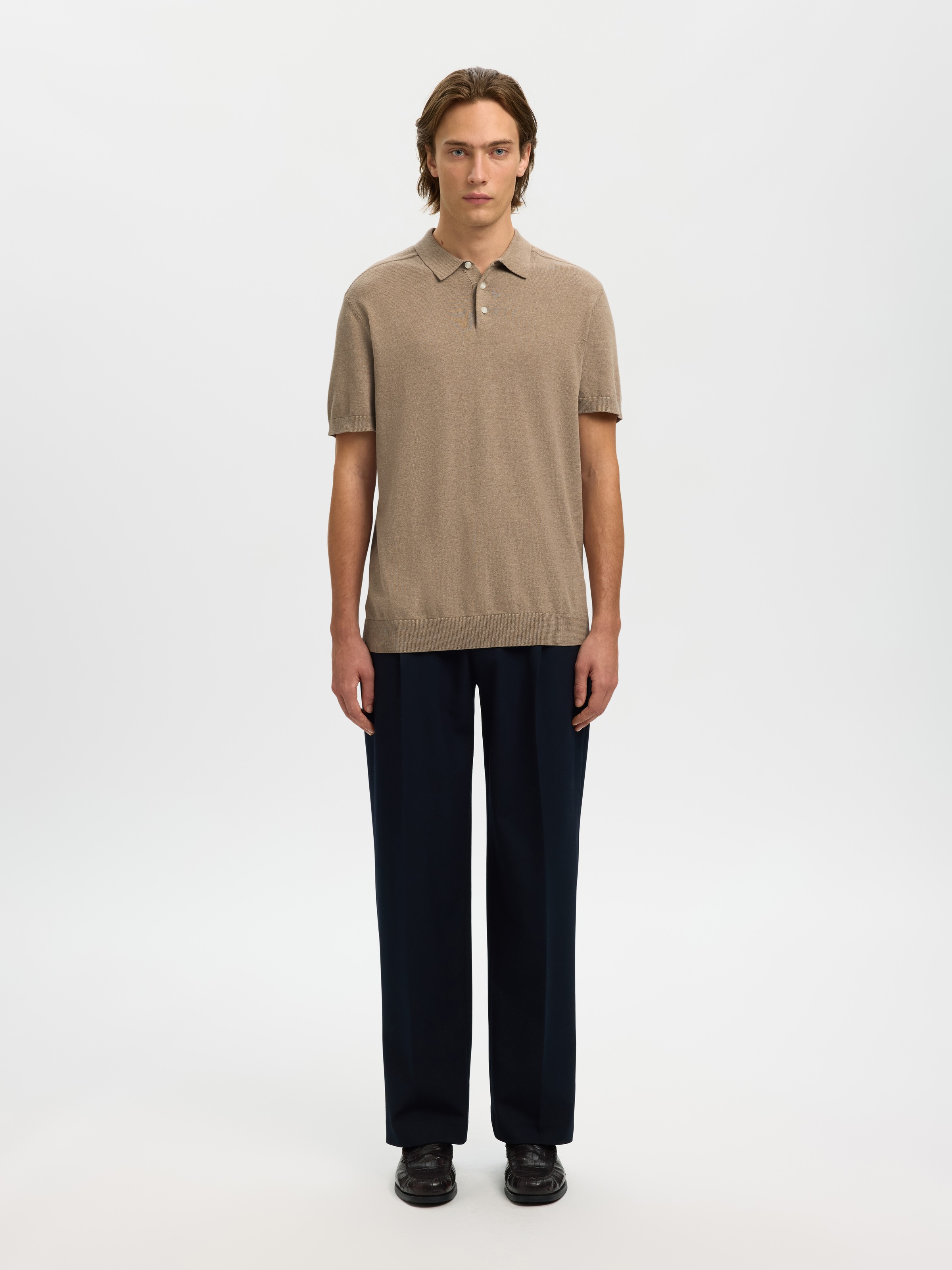 SELECTED Poloshirt »SLHBERG SS KNIT POLO NOOS« aus Feinstrick
