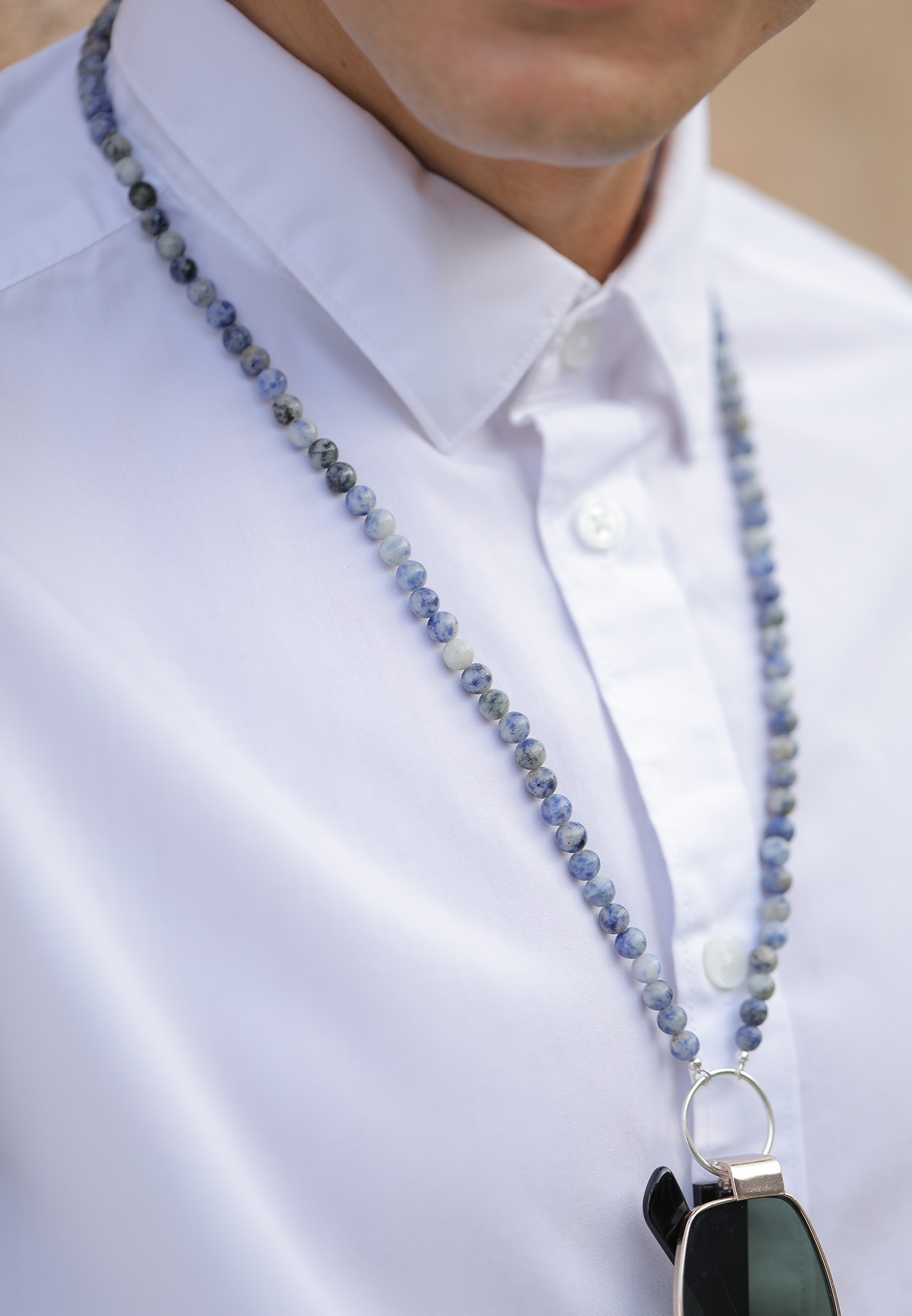 Kuzzoi Silberkette »Schmuckzubehör Achat Edelstein Perlen Blau Charm Carrier 925 Sterling Silber«