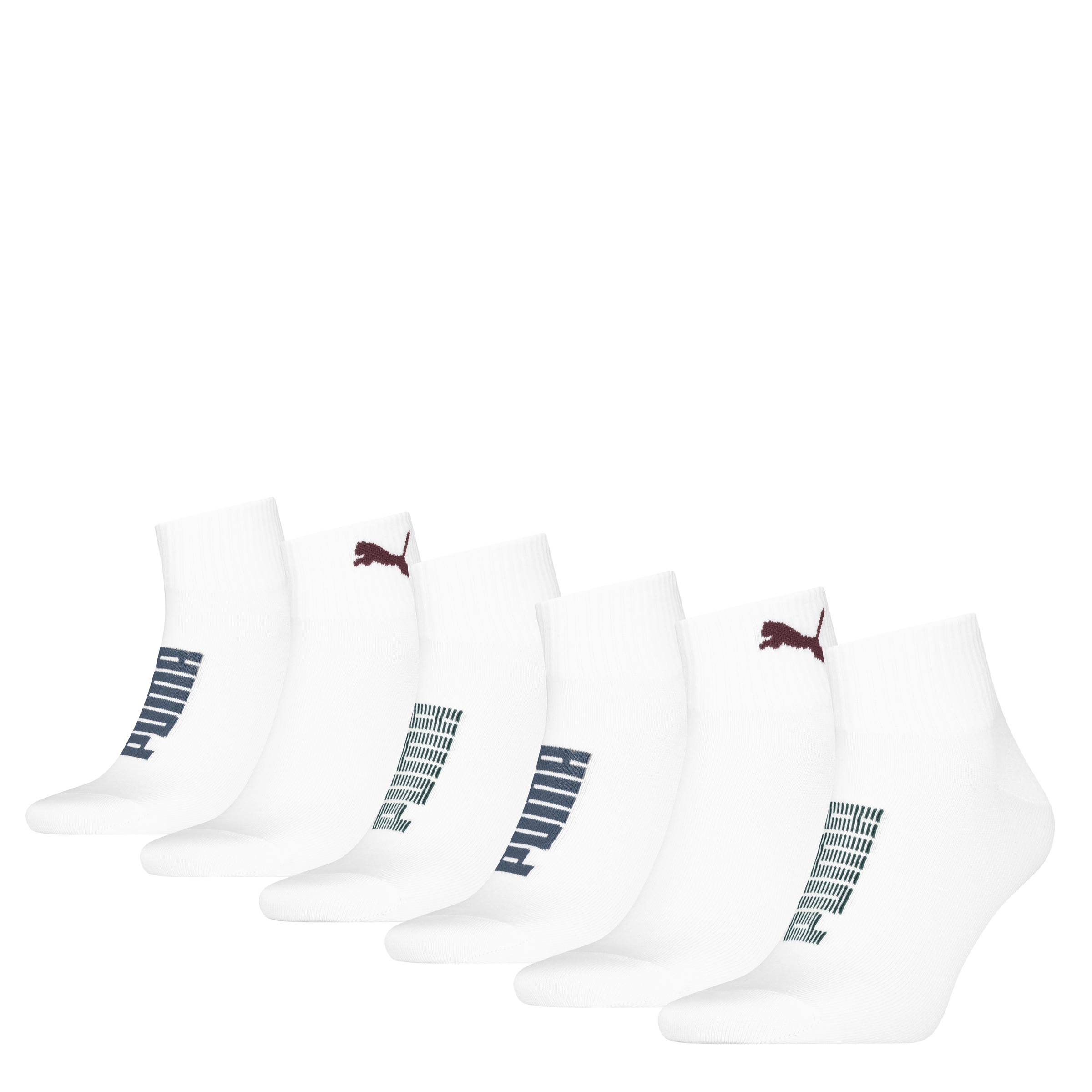Puma Herren Kurzsocken »UNISEX RIB LOGO QUARTER 6P« 6er Pack, Größe 39-42