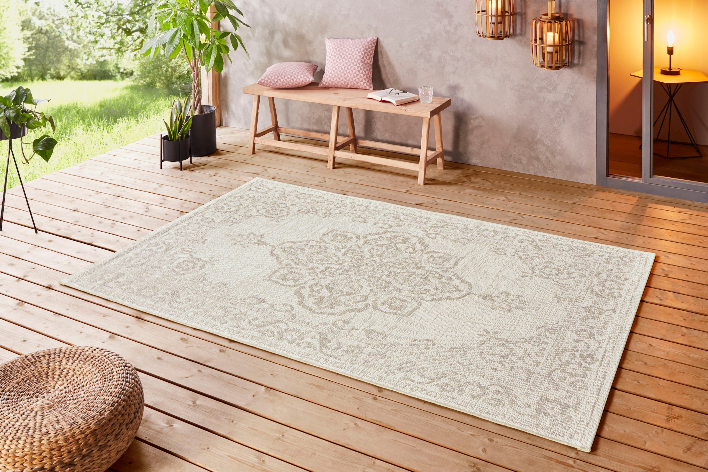 NORTHRUGS Teppich »Tilos«, rechteckig, In- & Outdoor, Kurzflor, Orientalisch, Vintage, Wohnzimmer, Garten