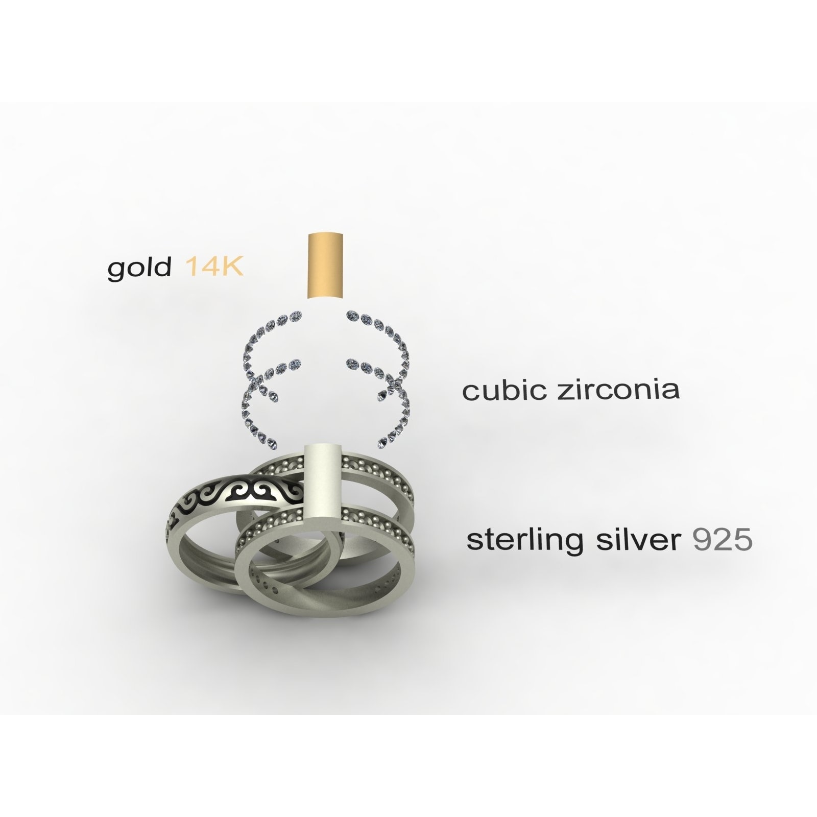 OSTSEE-SCHMUCK Fingerring »- Sunny Exklusiv - Silber 925/000 & Gold 585/000 - Zirkonia«